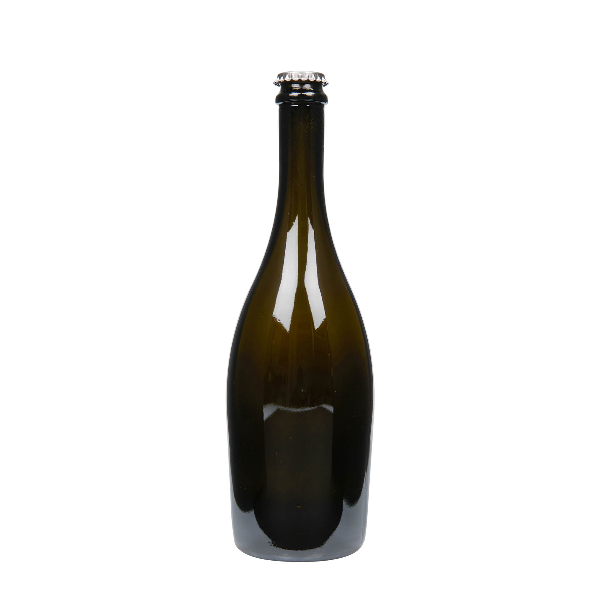 750 ml sparkling wine bottle 'Carmen', glass, antique green, opening: crown cap