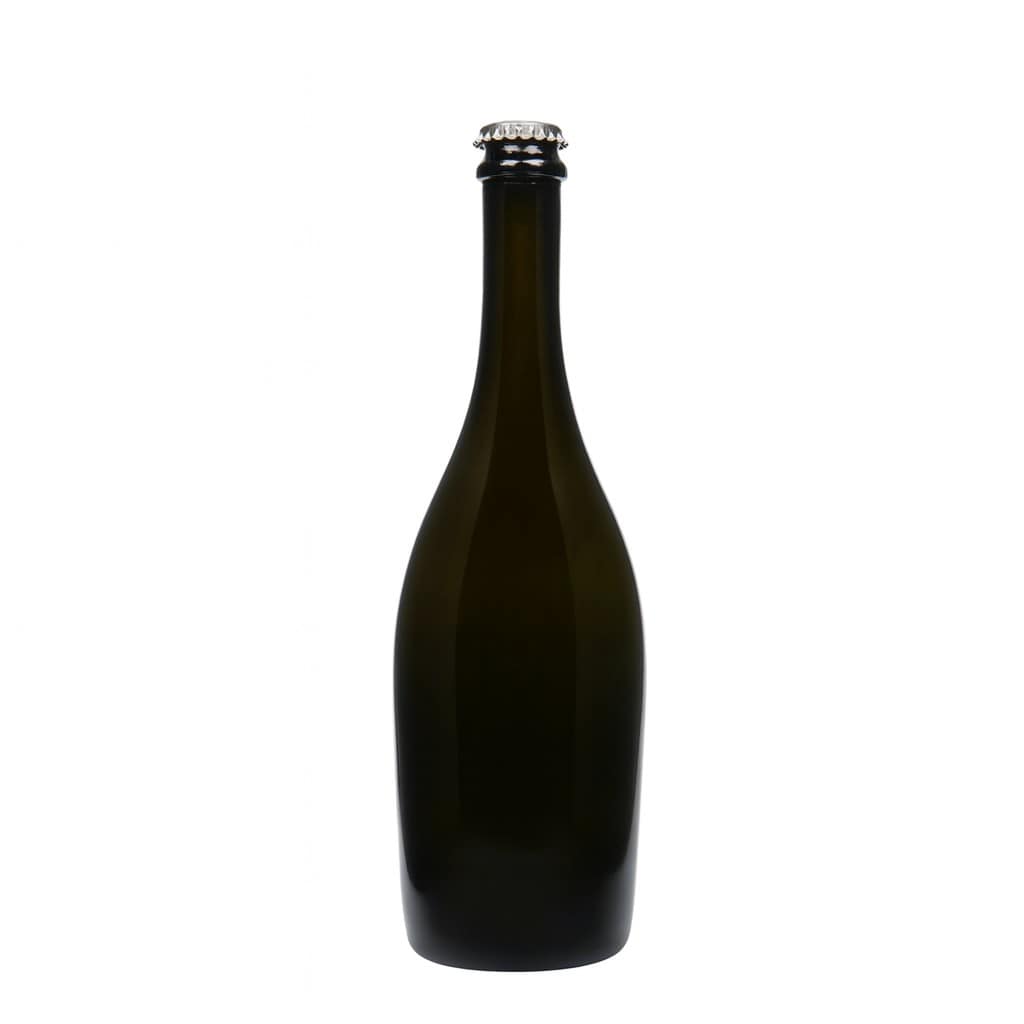 750 ml sparkling wine bottle ‘Carmen’, glass, antique green, opening: crown cap