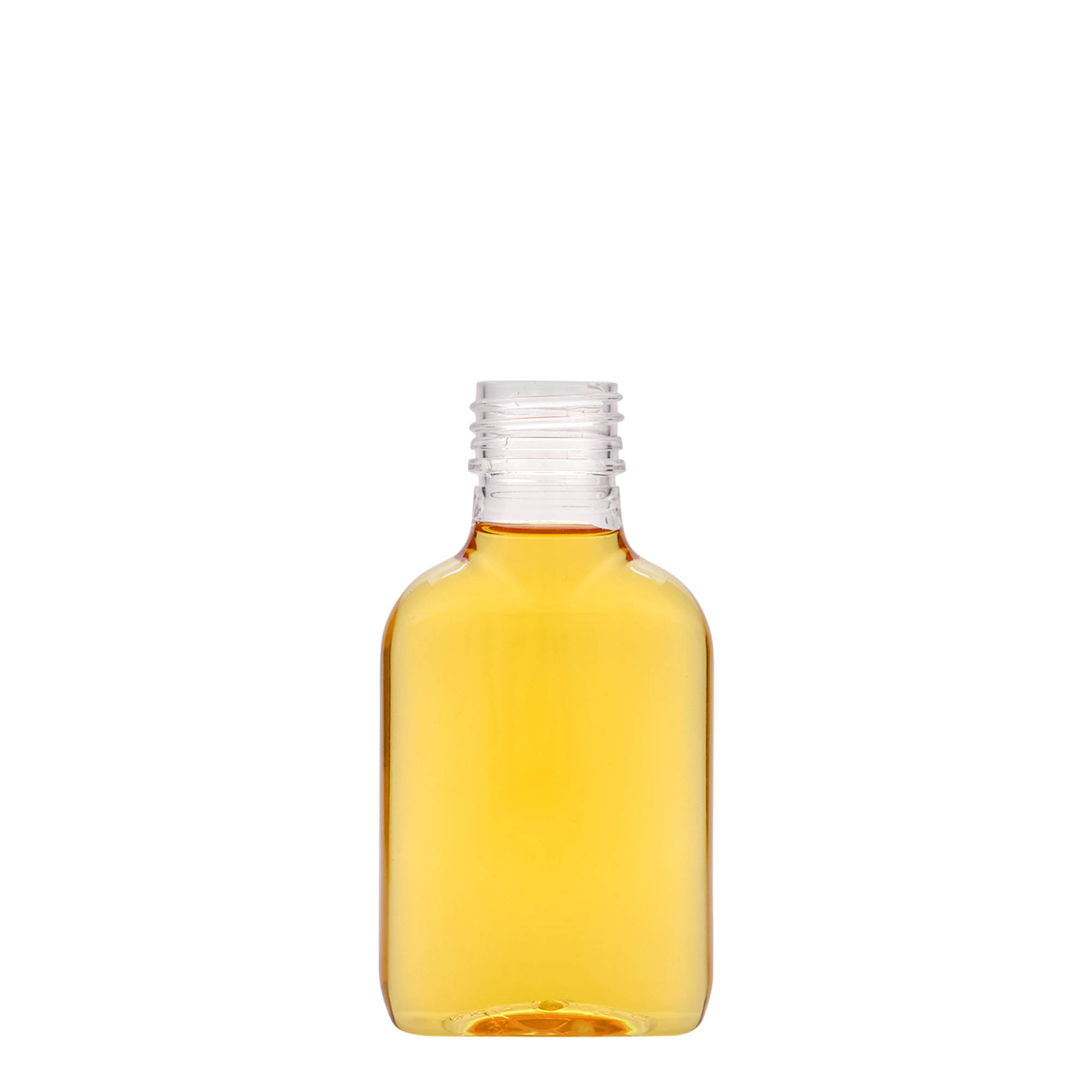 100 ml pocket bottle, oval, PET plastic, opening: PP 28 100 ml pocket bottle, oval, PET plastic, opening: PP 28