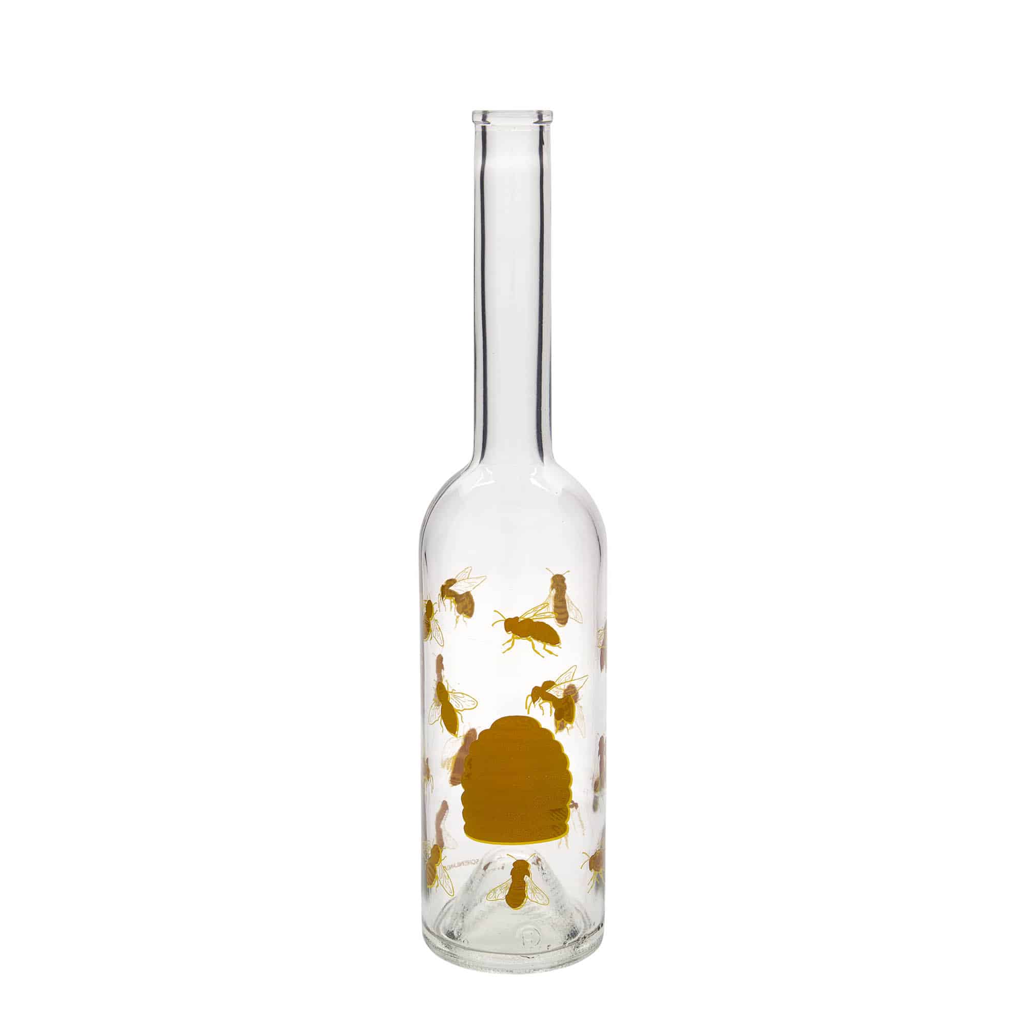 500 ml glass bottle 'Opera', motif: bees, opening: cork