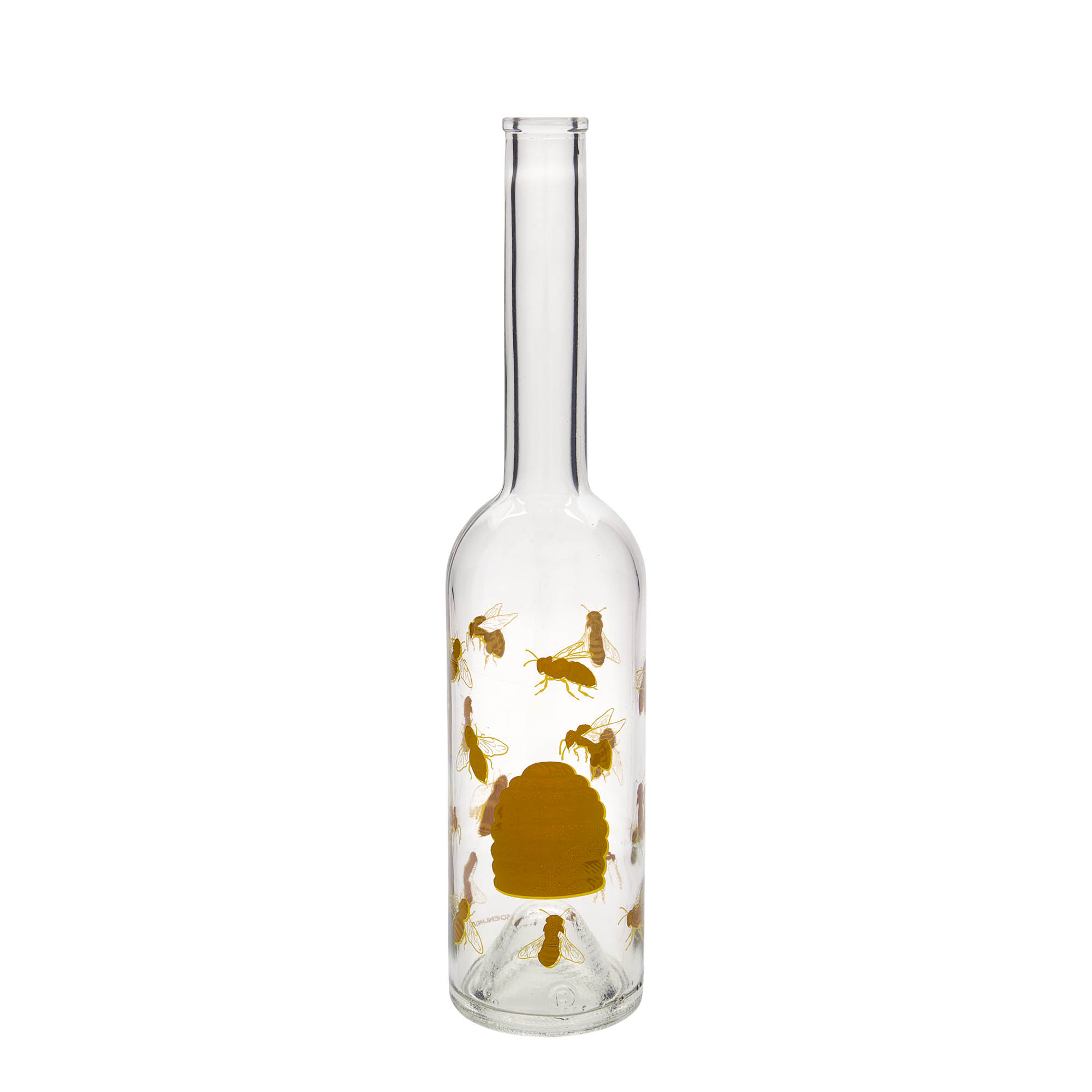 500 ml glass bottle 'Opera', motif: bees, opening: cork