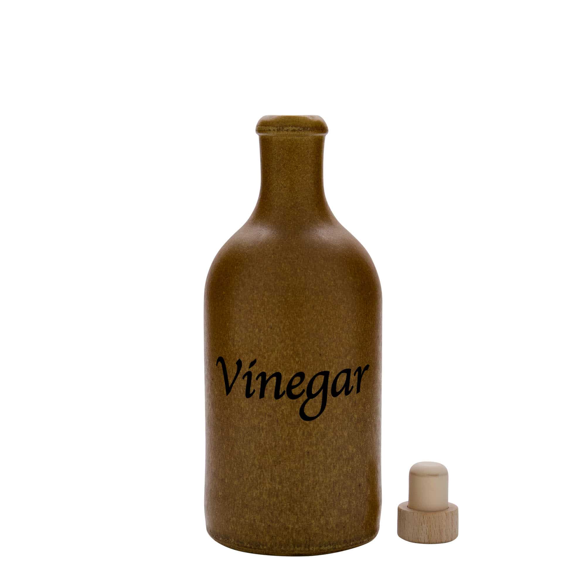 500 ml earthen jug, print: vinegar, stoneware, brown crystal, closure: cork