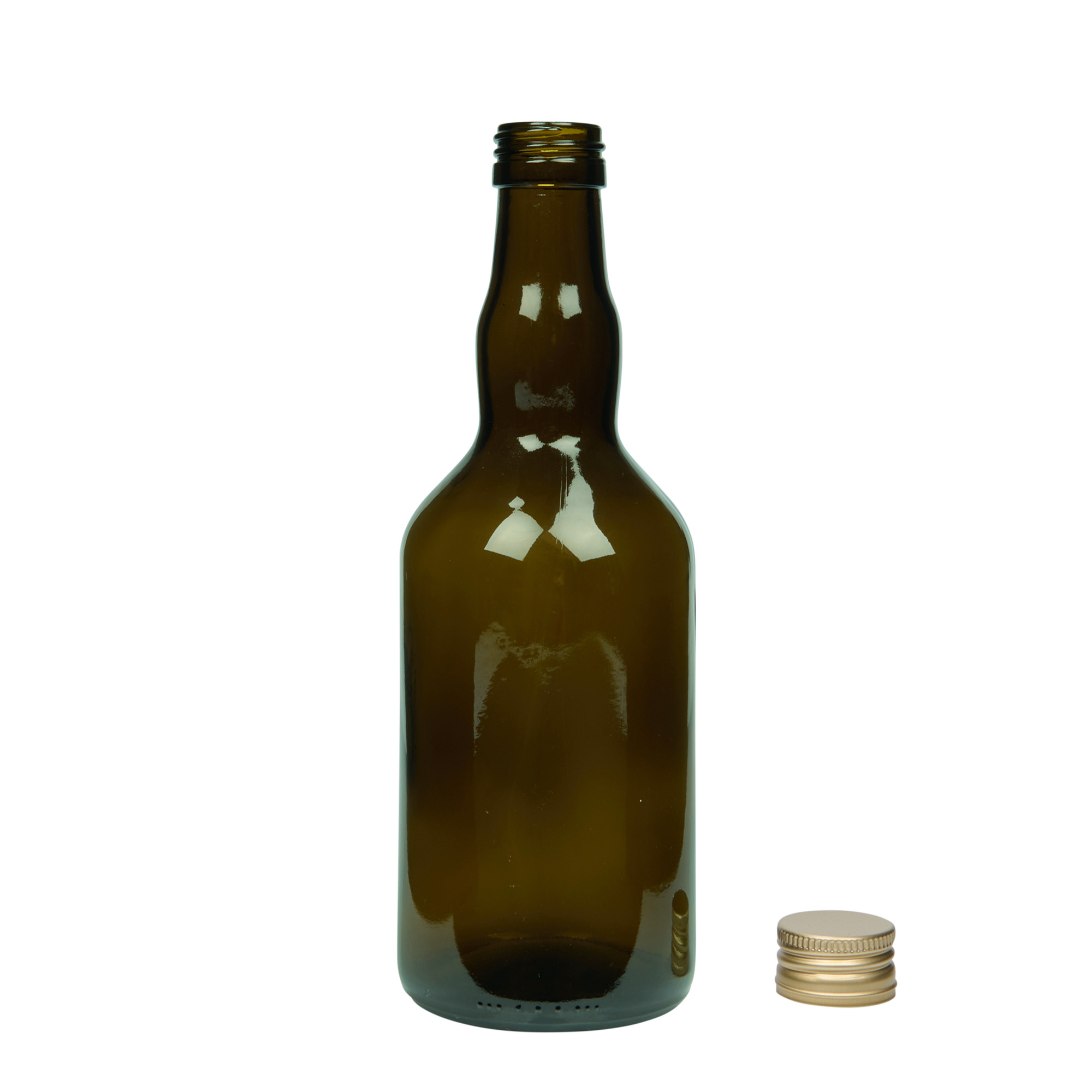 500 ml glass bottle 'Olona', antique green, opening: PP 31.5