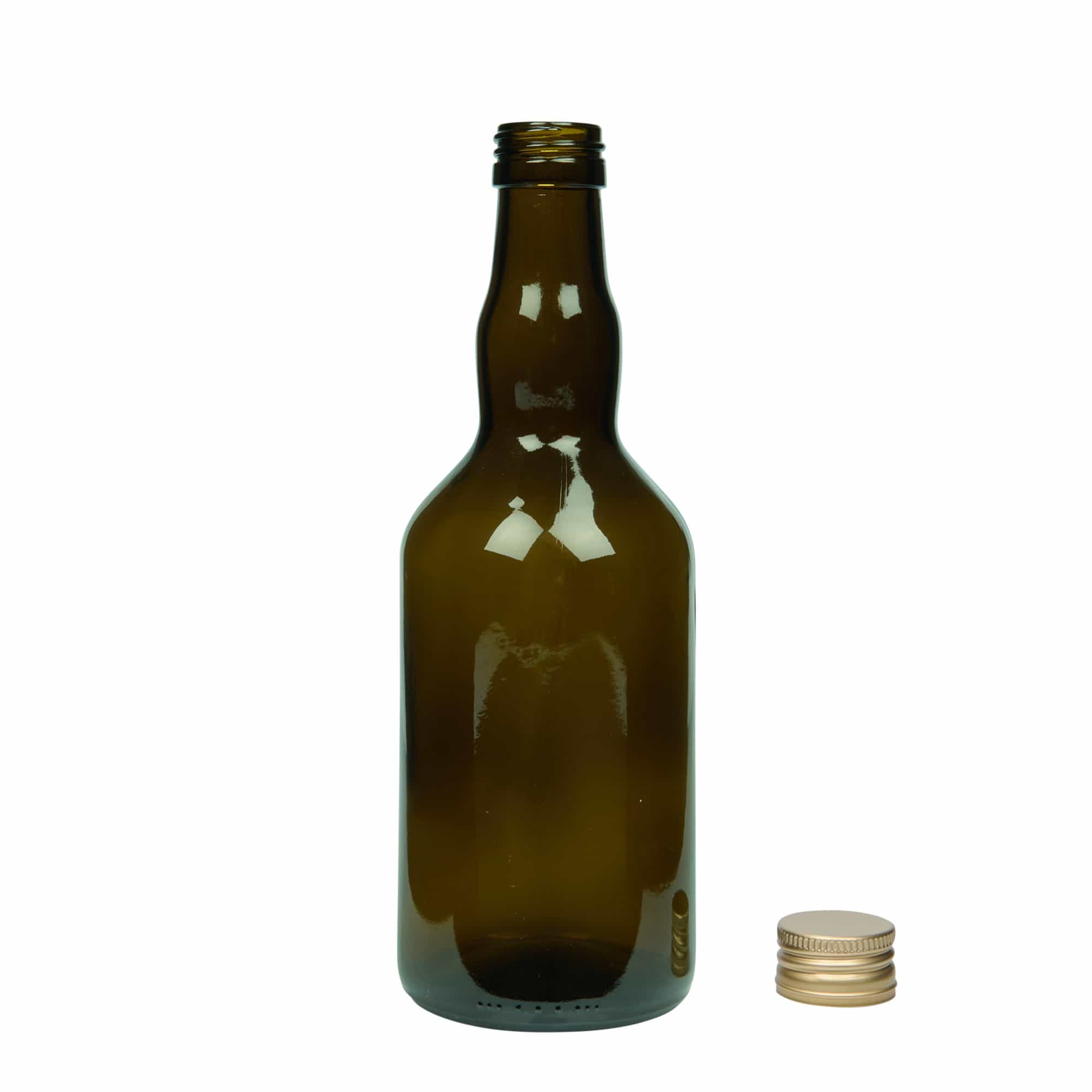 500 ml glass bottle ‘Olona’, antique green, opening: PP 31.5