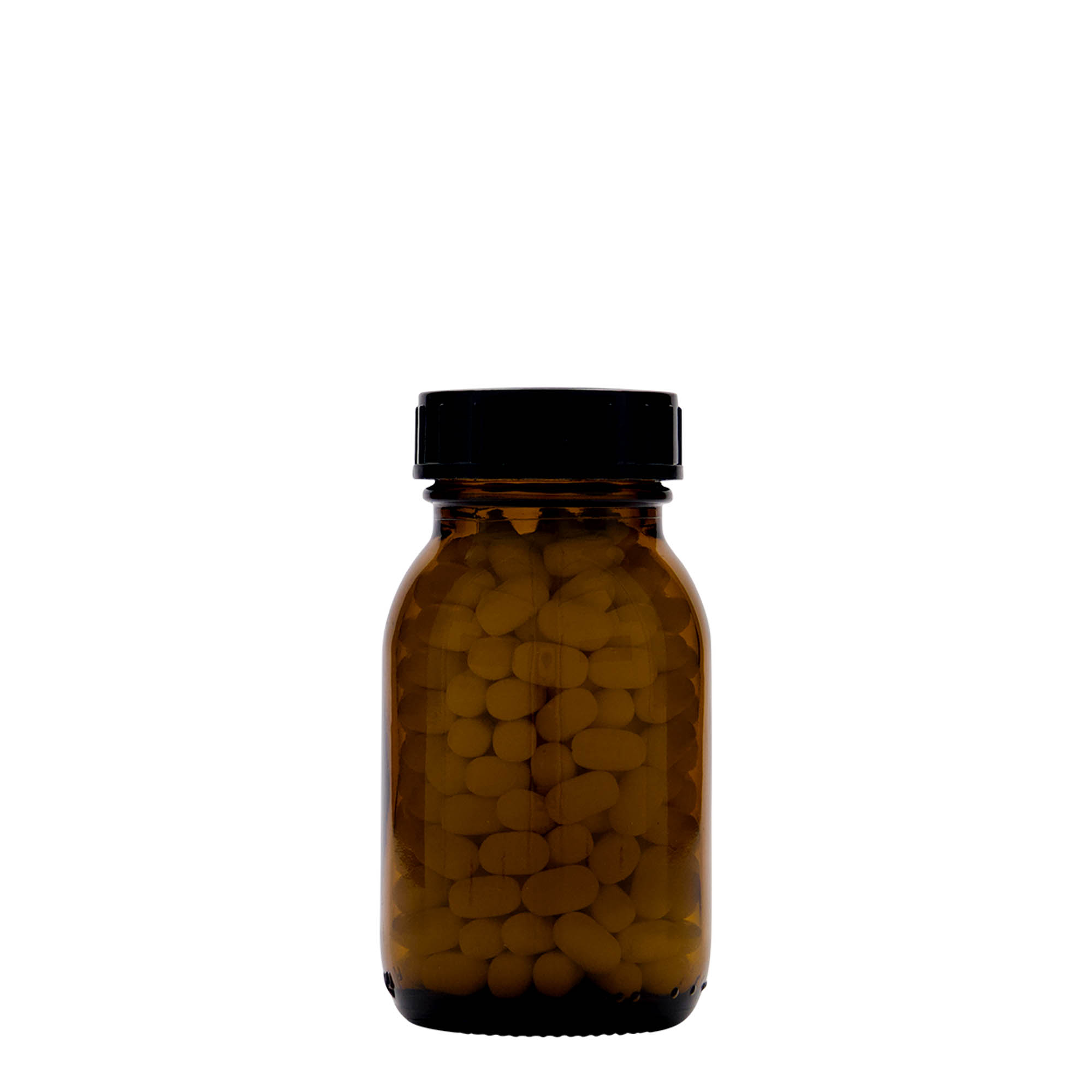 125 ml wide-neck glass, brown, opening: DIN 40 125 ml wide-neck glass, brown, opening: DIN 40