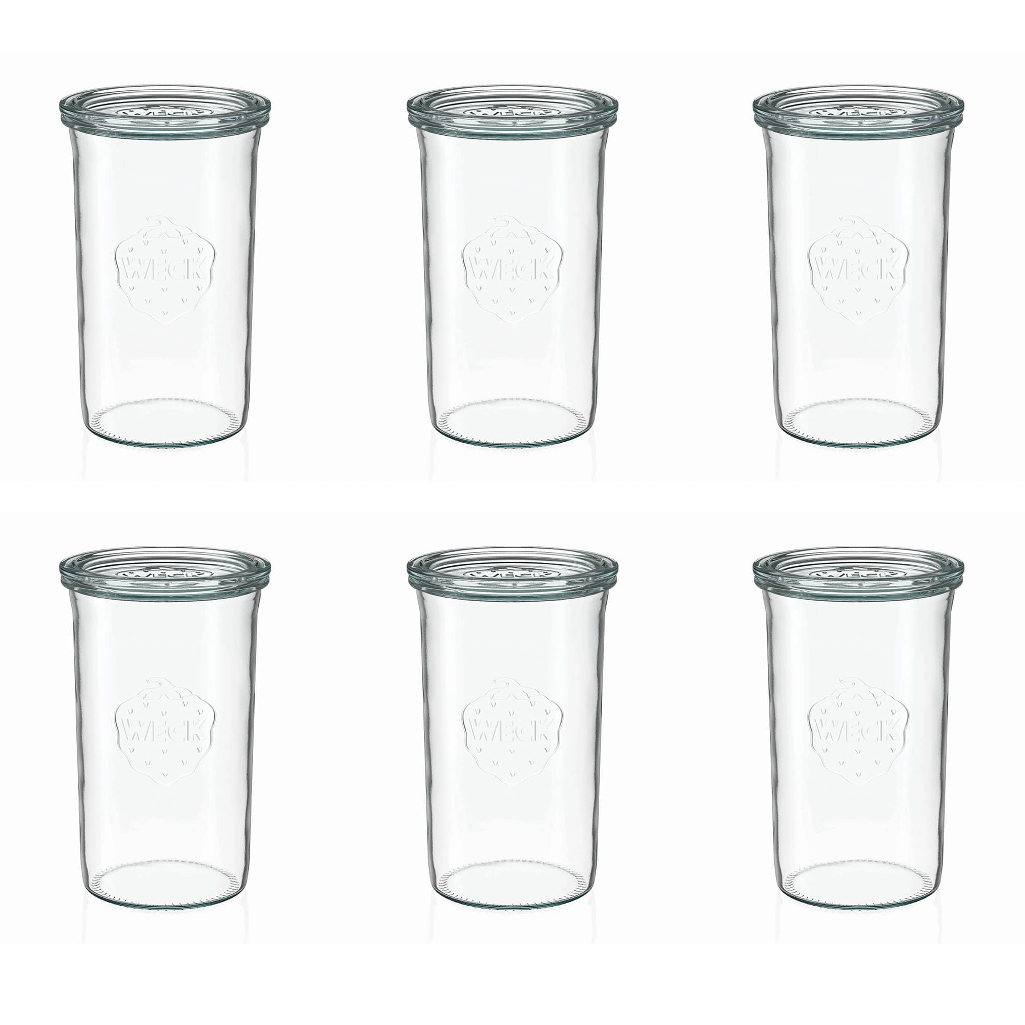 6x 1000 ml WECK inverted jar with glass lid RR 100