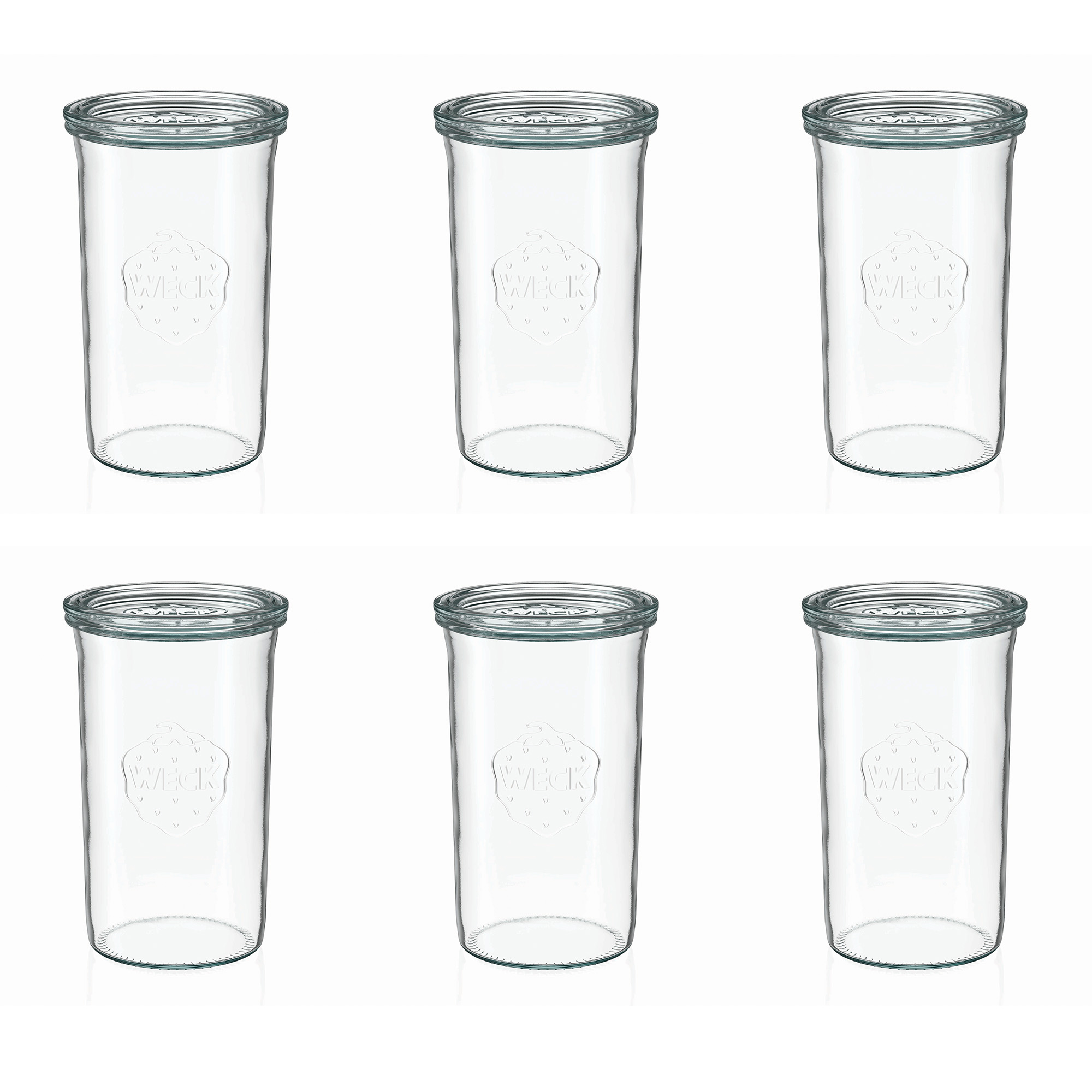 6x 1000 ml WECK inverted jar with glass lid RR 100