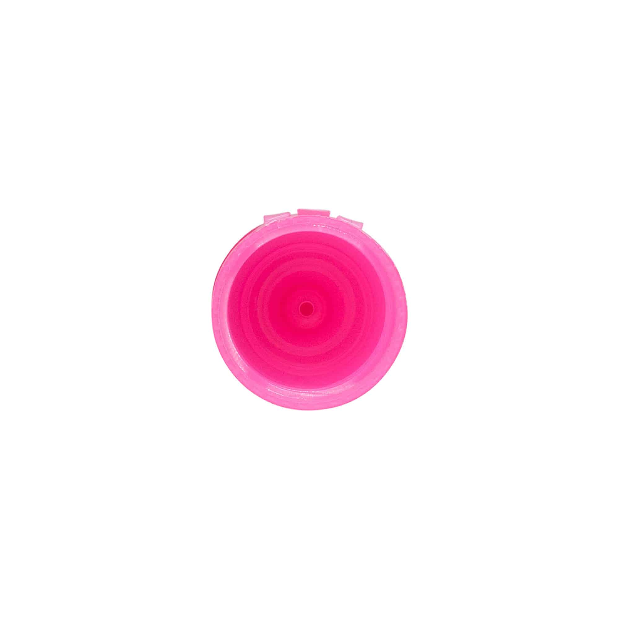 Screw cap with hinge, PP plastic, pink, for opening: 24/410