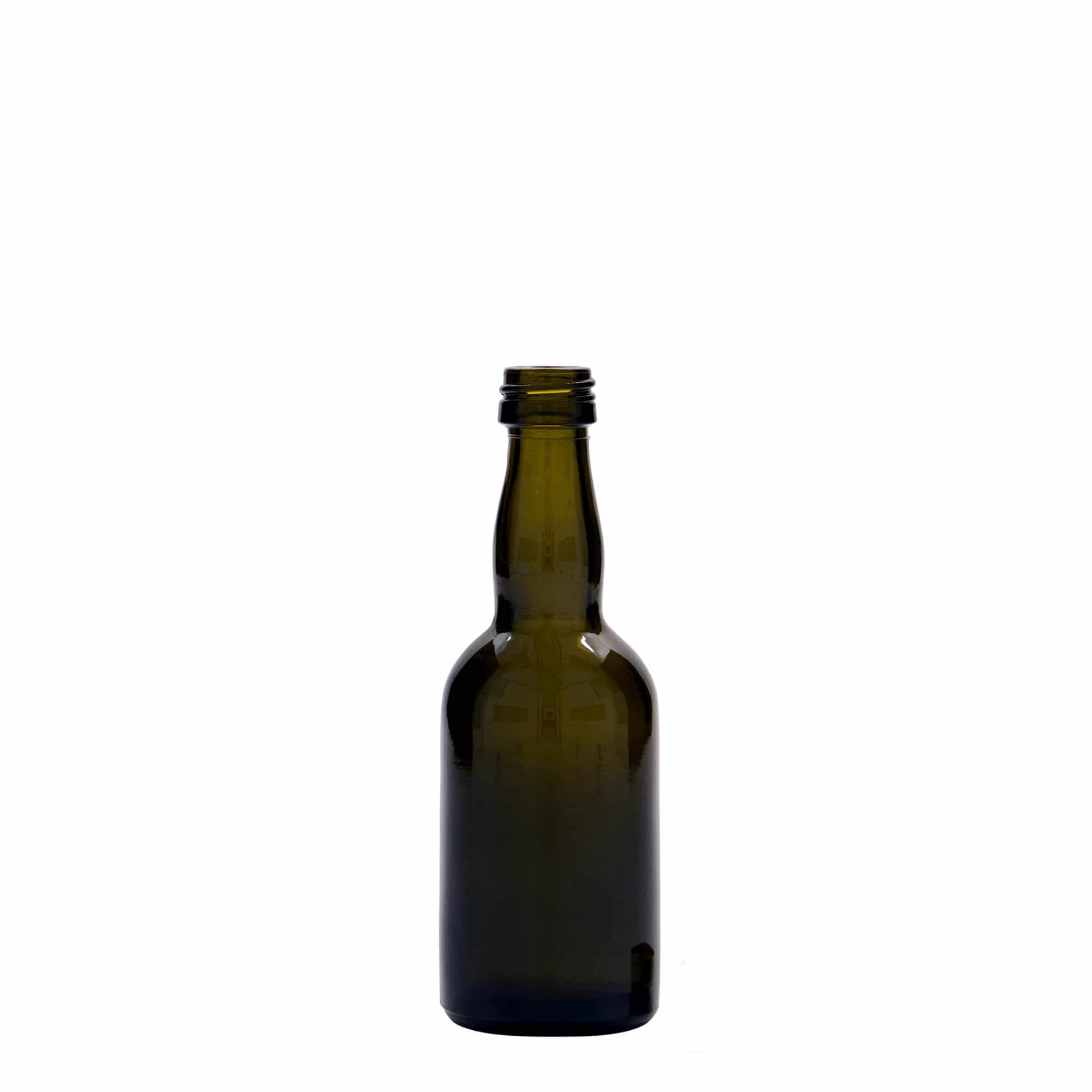 50 ml glass bottle 'Proba', antique green, opening: PP 18