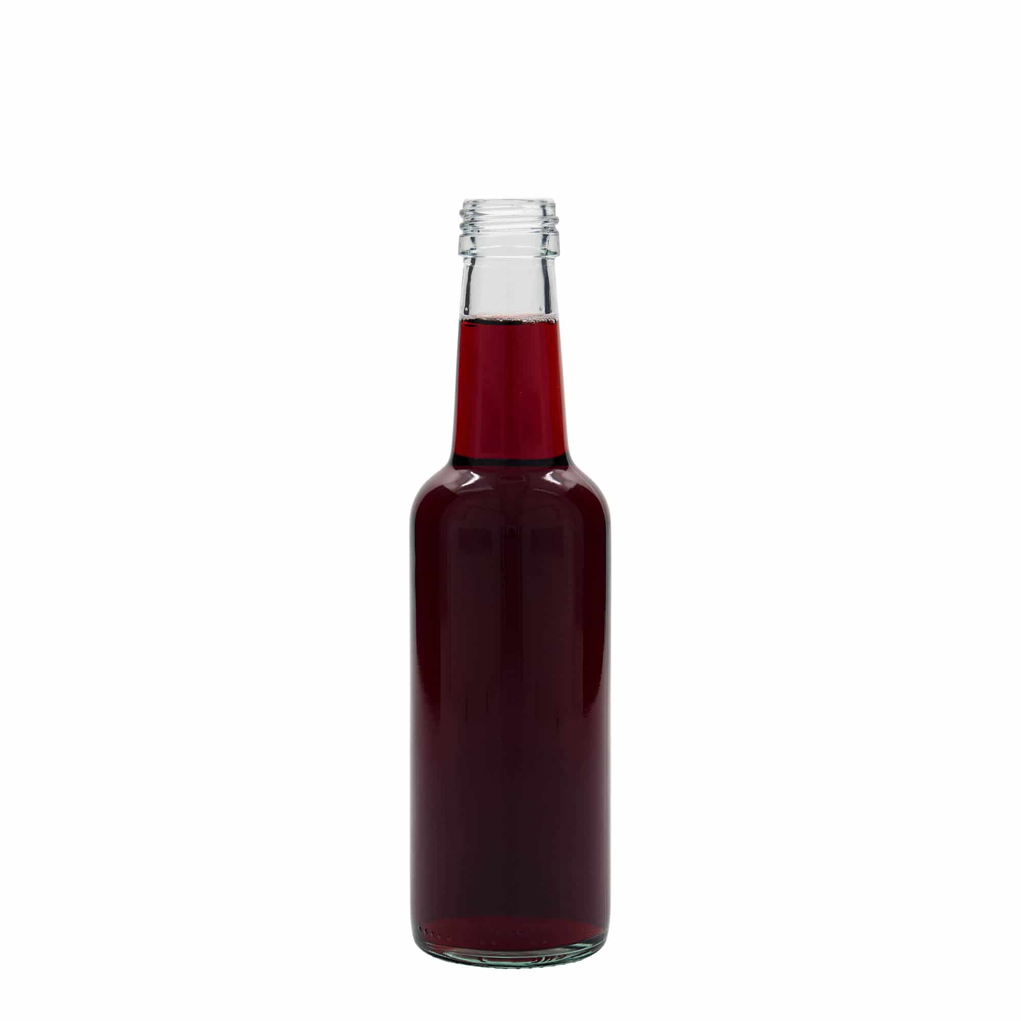 250 ml glass bottle, straight neck, opening: PP 28