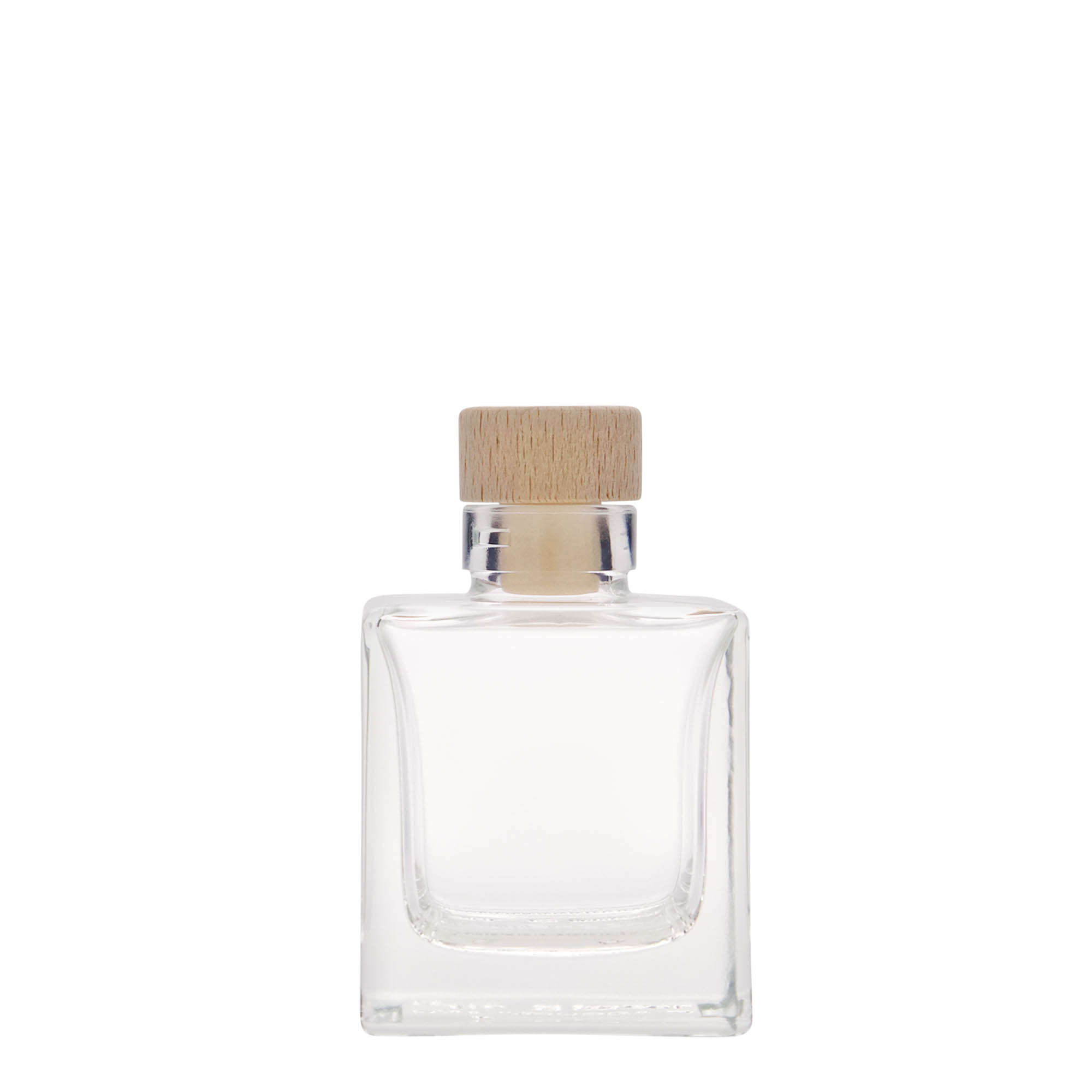 100 ml glass bottle 'Cube', square, opening: cork
