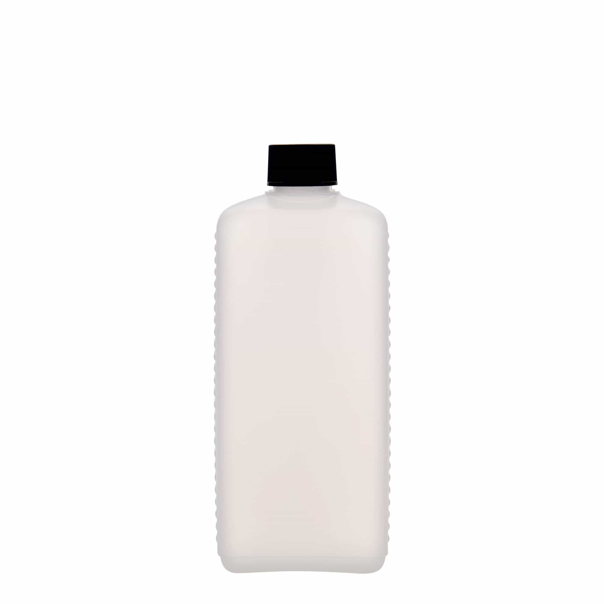 500 ml canister bottle, rectangular, HDPE plastic, natural, opening: DIN 25 EPE