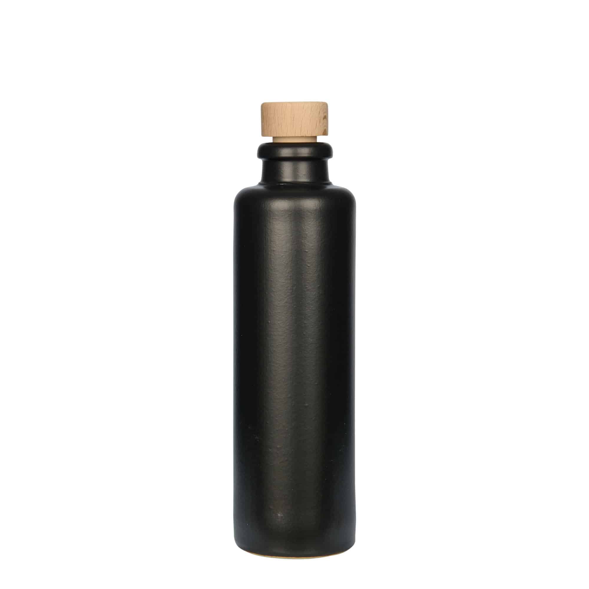 200 ml clay jug, stoneware, black, opening: cork