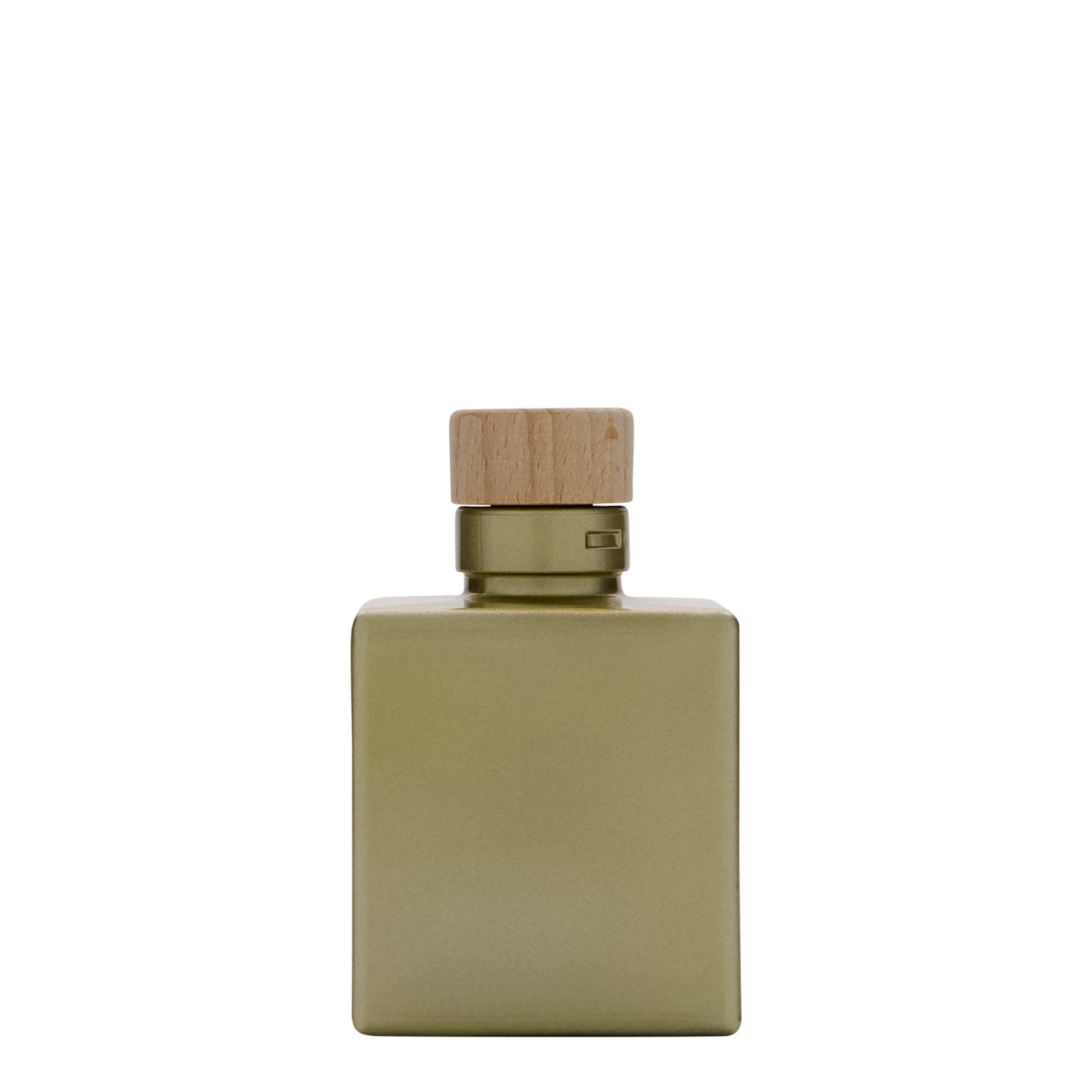 100 ml glass bottle 'Cube', square, gold, opening: cork 100 ml glass bottle 'Cube', square, gold, opening: cork
