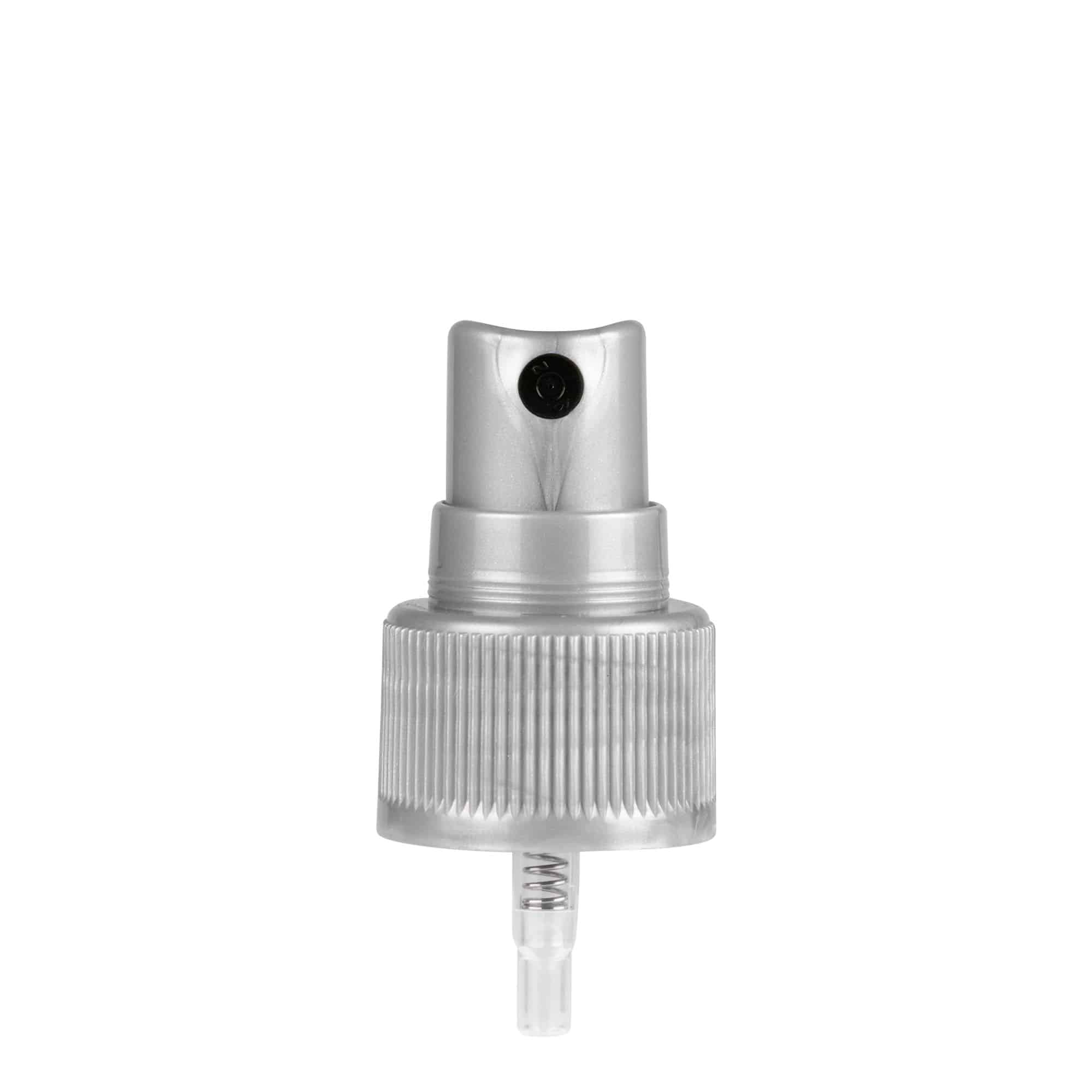 Screw cap spray atomiser, PP plastic, silver, for opening: 24/410 Screw cap spray atomiser, PP plastic, silver, for opening: 24/410