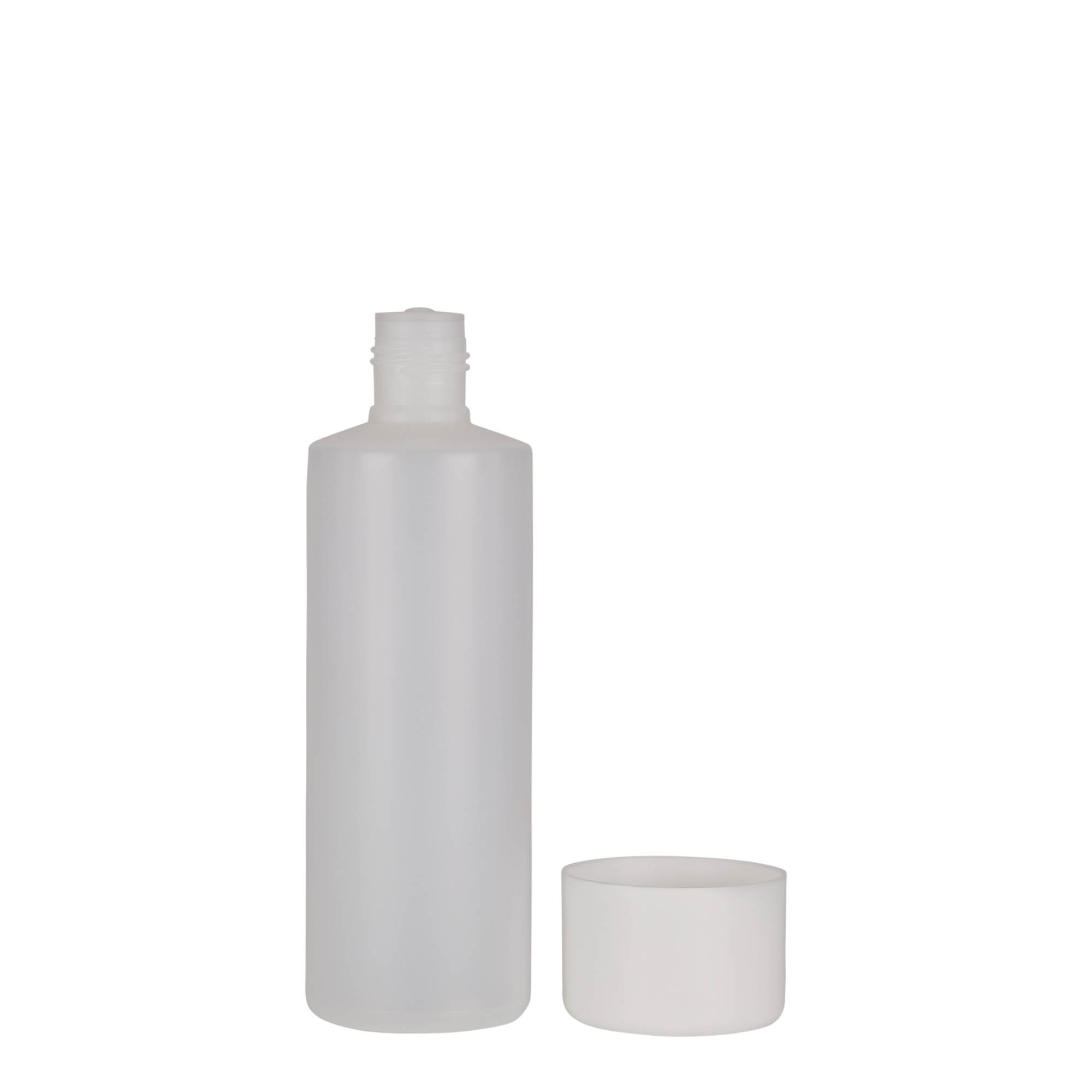 200 ml round bottle, PE plastic, natural, opening: screw cap