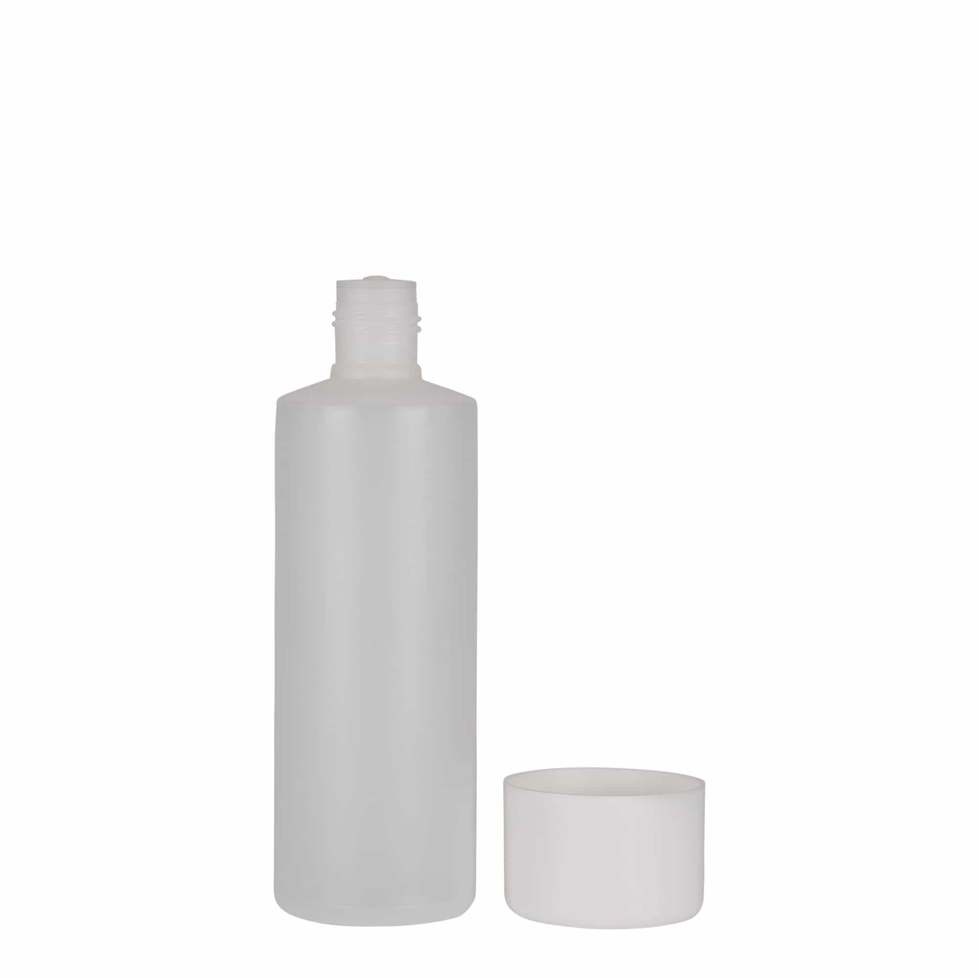 200 ml round bottle, PE plastic, natural, opening: screw cap