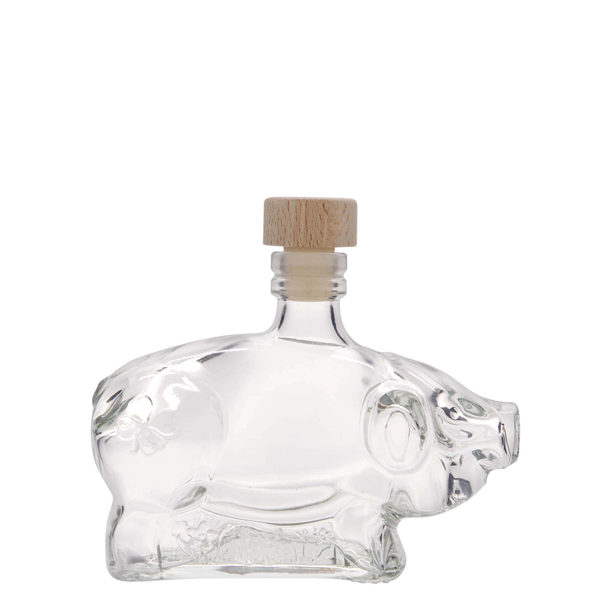 200 ml glass bottle 'Lucky Piglet', opening: cork