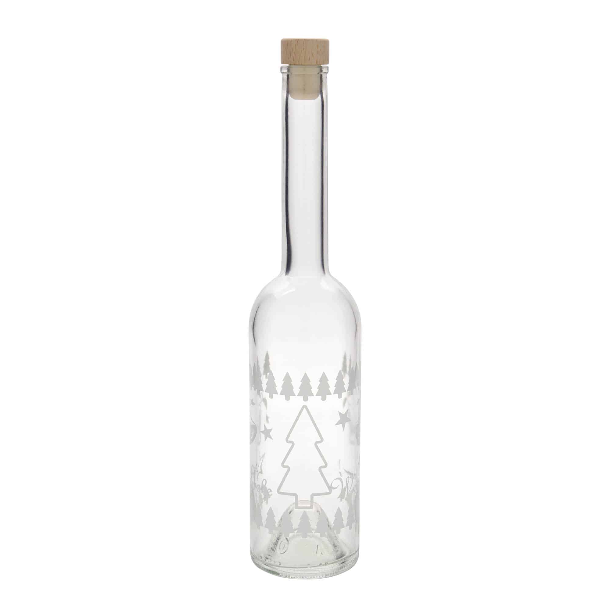 500 ml glass bottle 'Opera', print: classic Christmas, closure: cork