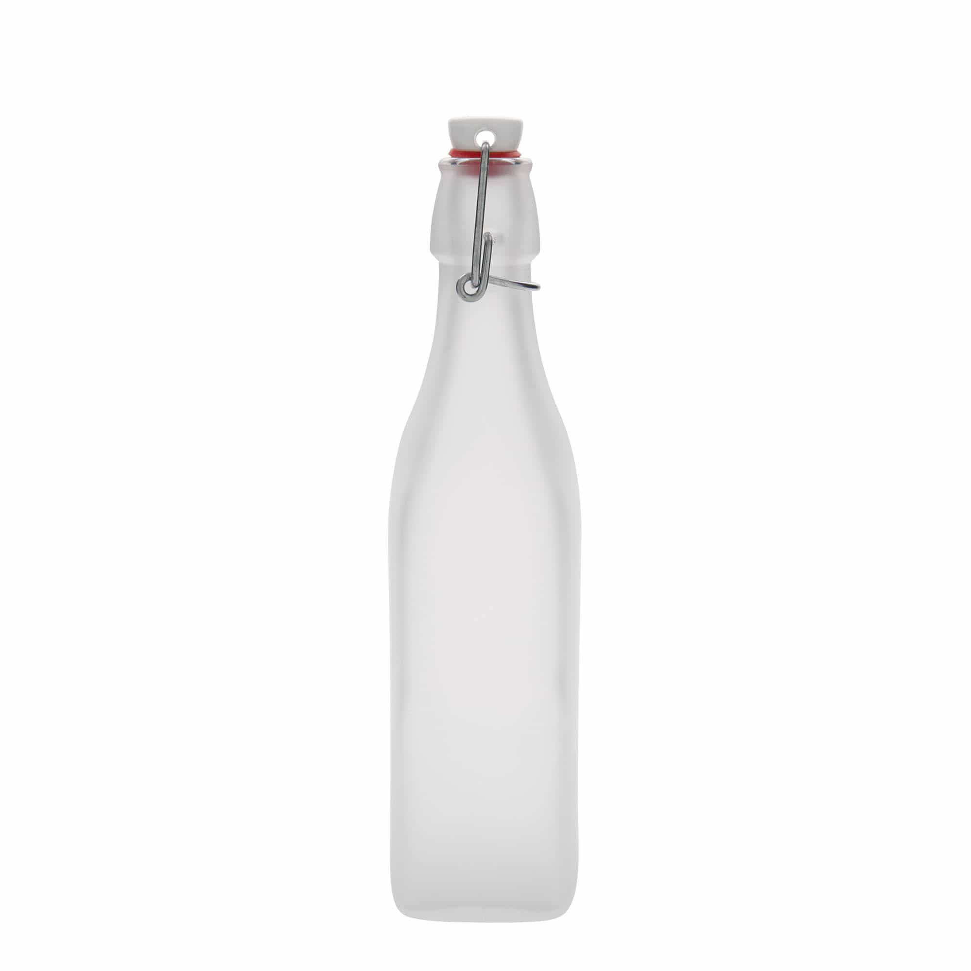 500 ml glass bottle 'Swing, square, white, opening: swing top closure'