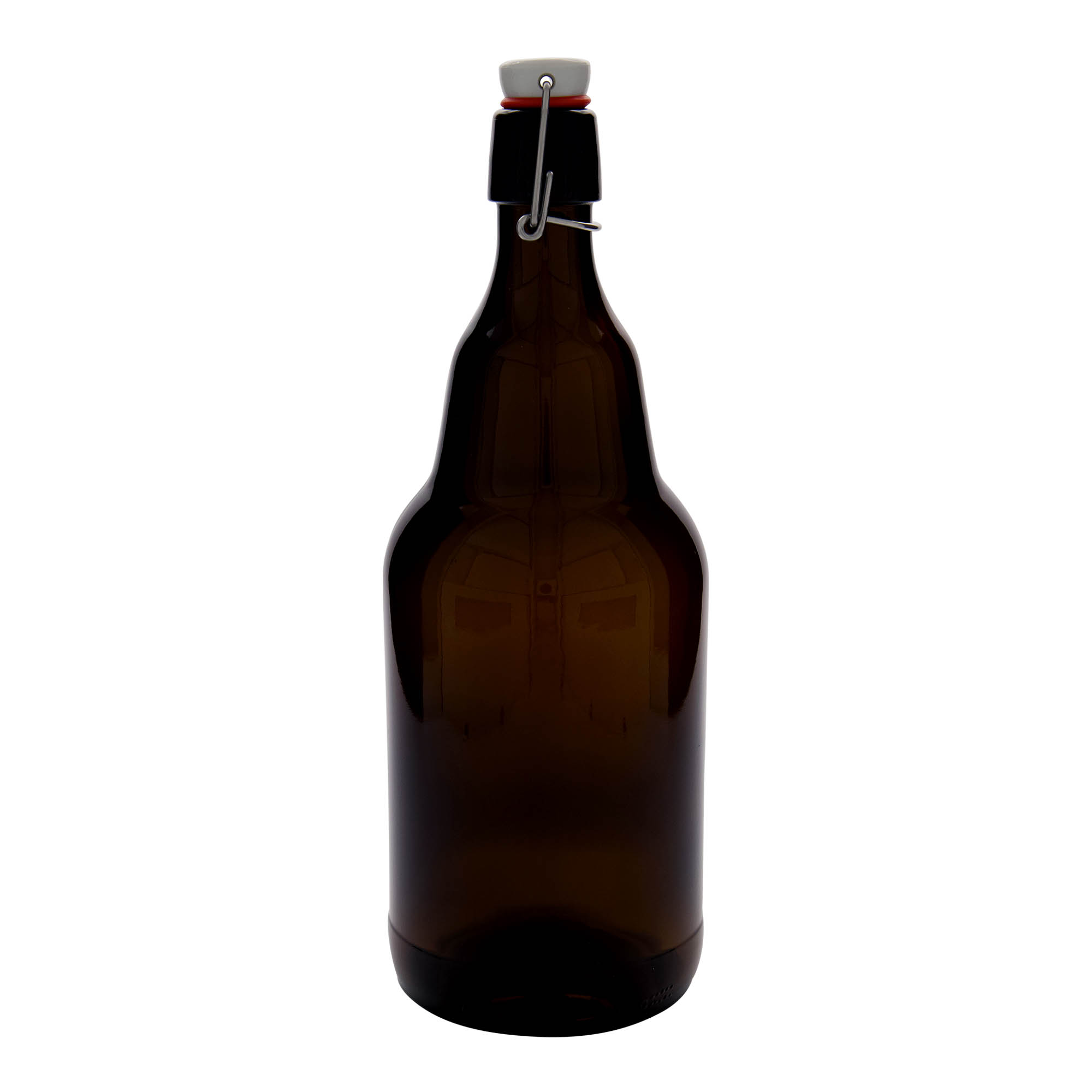 2,000 ml beer bottle, glass, brown, opening: swing-top closure