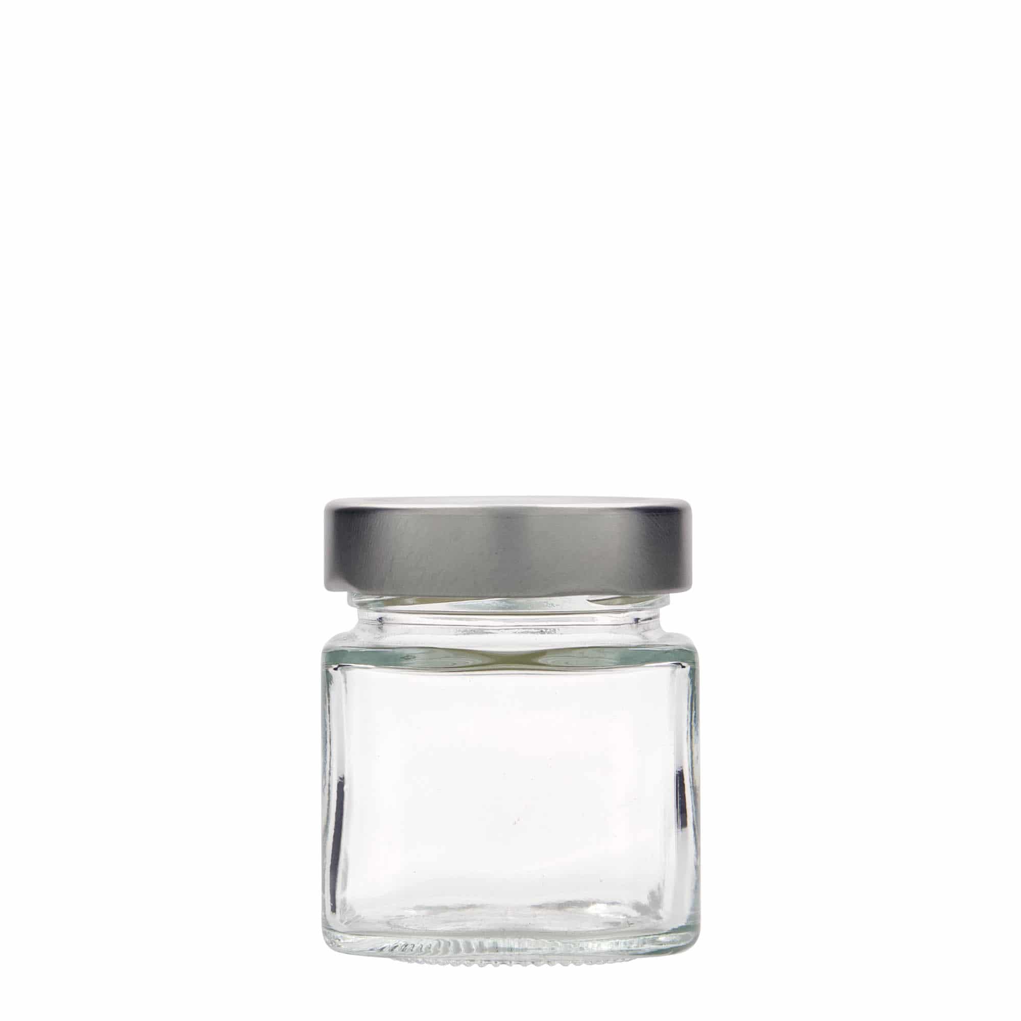 156 ml square glass 'Funny', opening: Deep-Twist-Off (DTO 58)