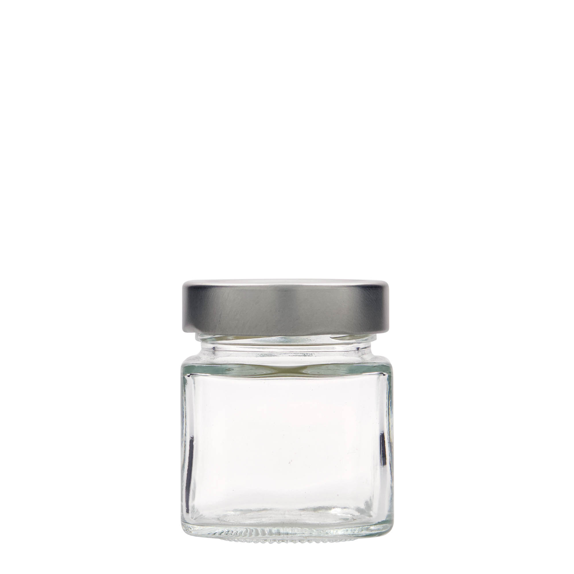 156 ml square glass 'Funny', opening: Deep-Twist-Off (DTO 58) 156 ml square glass 'Funny', opening: Deep-Twist-Off (DTO 58)