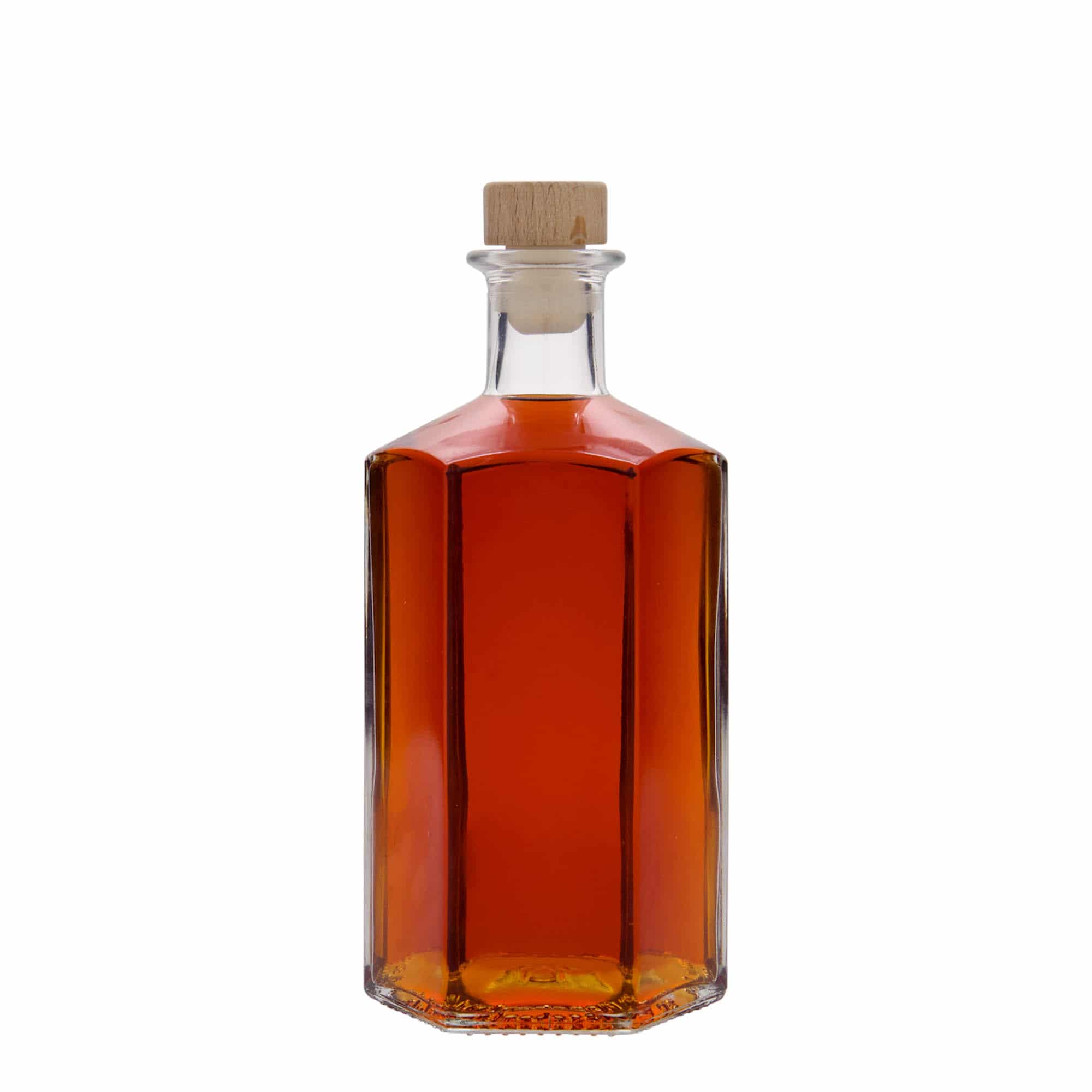 500 ml glass apothecary bottle 'Jimmy', hexagonal, closure: cork
