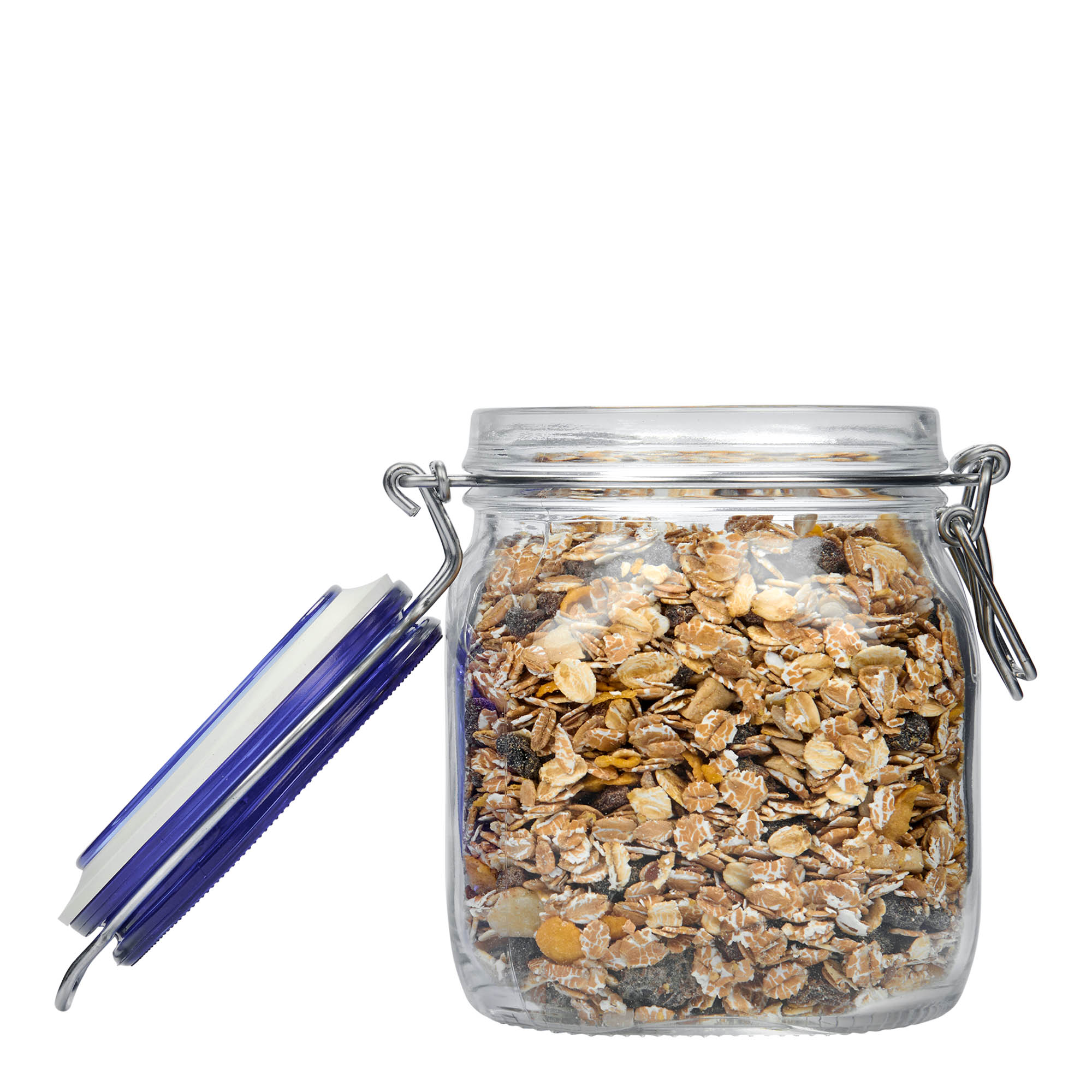 750 ml wire bail jar 'Fido' Blue Top, square, opening: wire bail closure 750 ml wire bail jar 'Fido' Blue Top, square, opening: wire bail closure