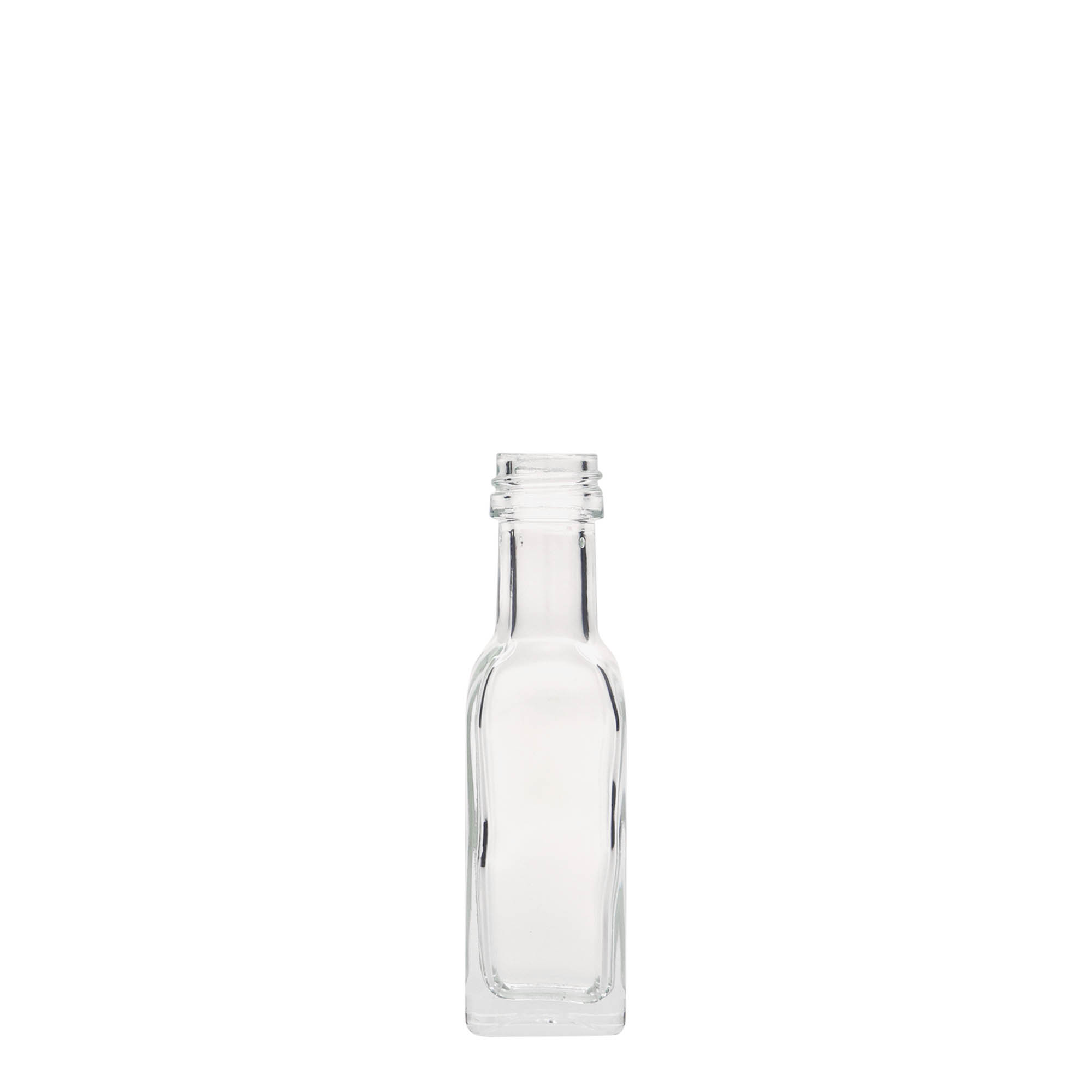20 ml glass bottle ‘Marasca’, square, opening: PP 18