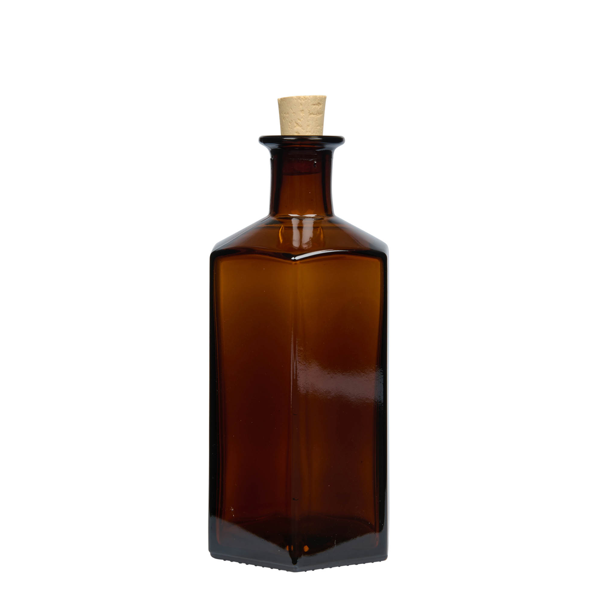 500 ml glass bottle apothecary 'Jimmy', hexagonal, brown, opening: cork