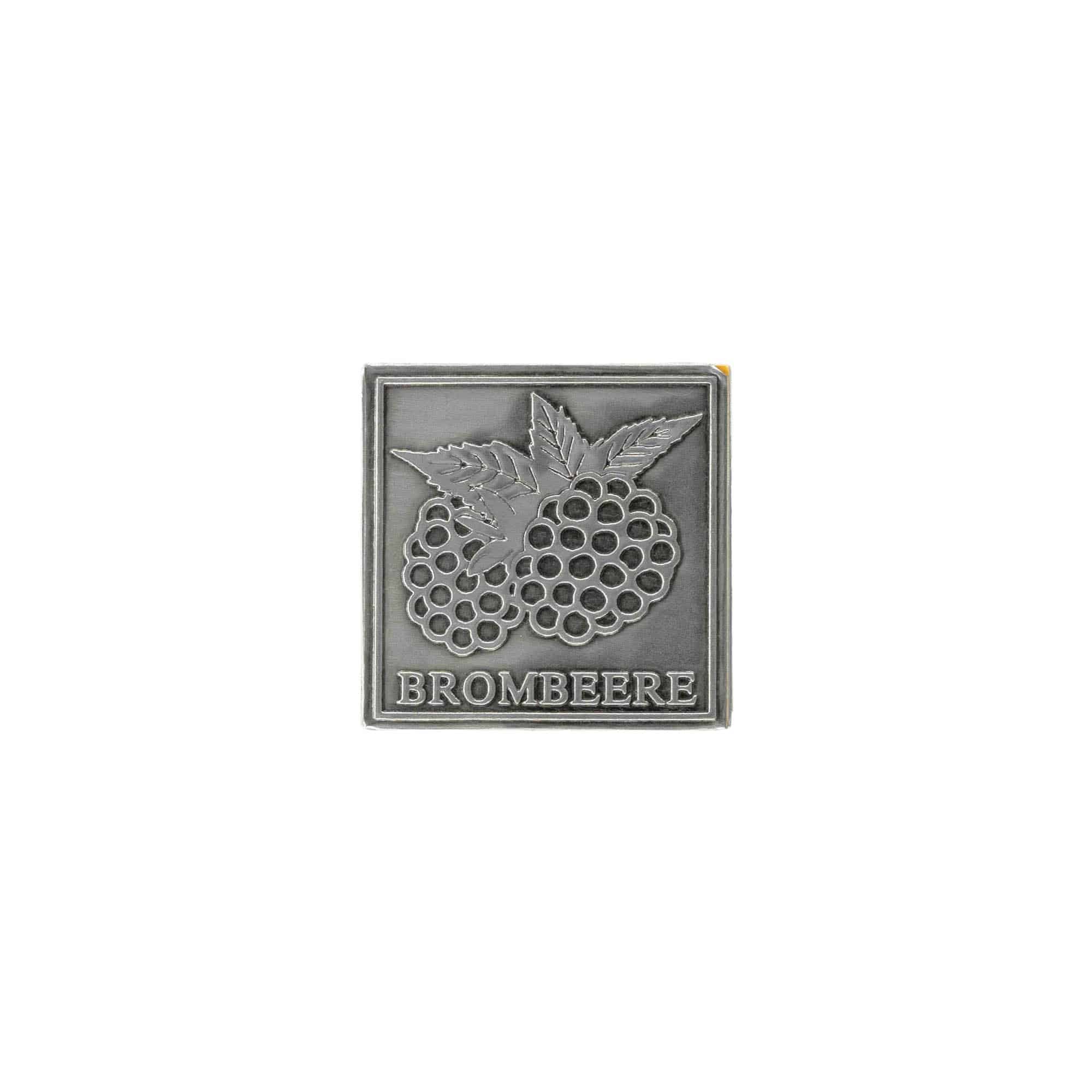 Tin label 'Blackberry', square, metal, silver