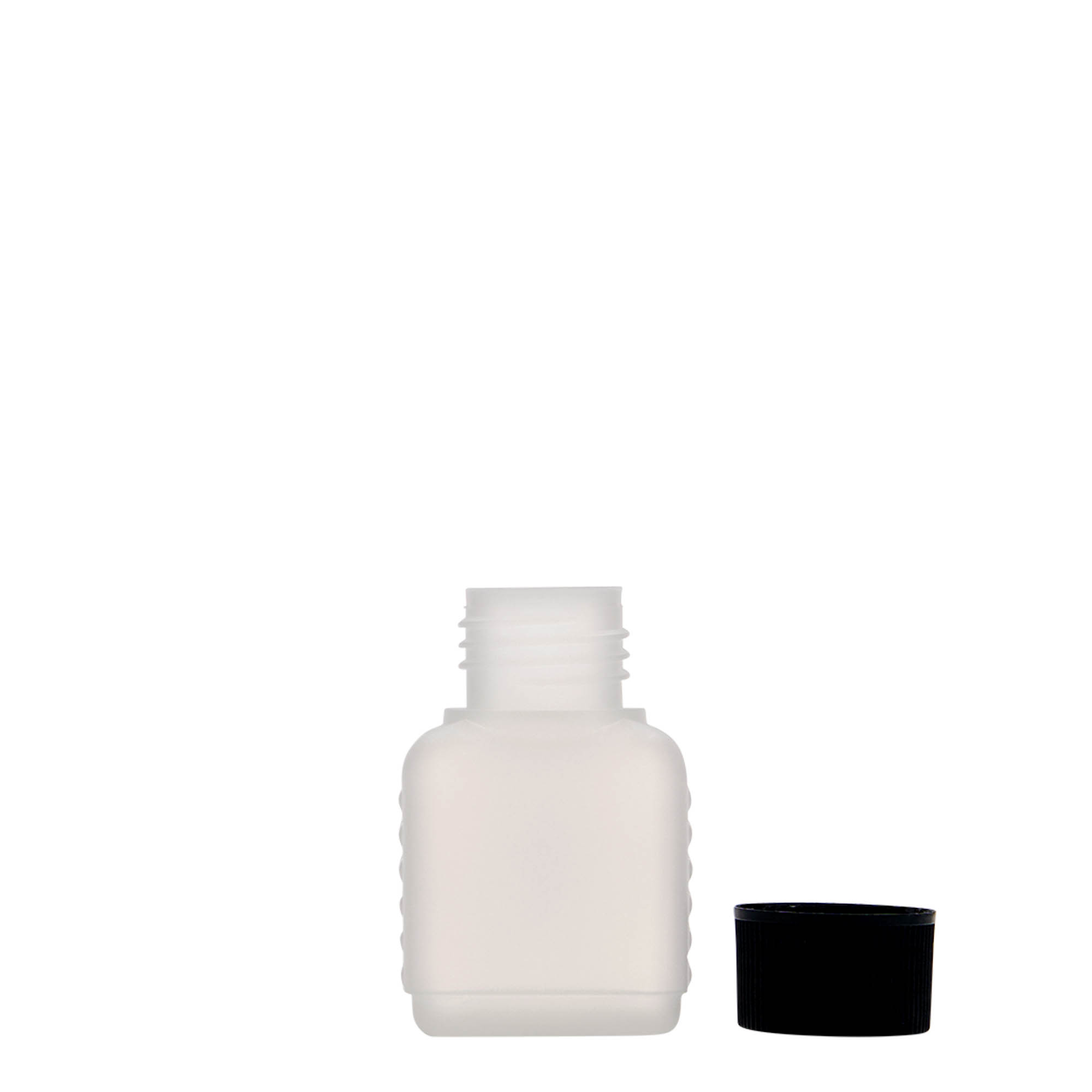 50 ml canister bottle, rectangular, HDPE plastic, natural, opening: DIN 25 50 ml canister bottle, rectangular, HDPE plastic, natural, opening: DIN 25