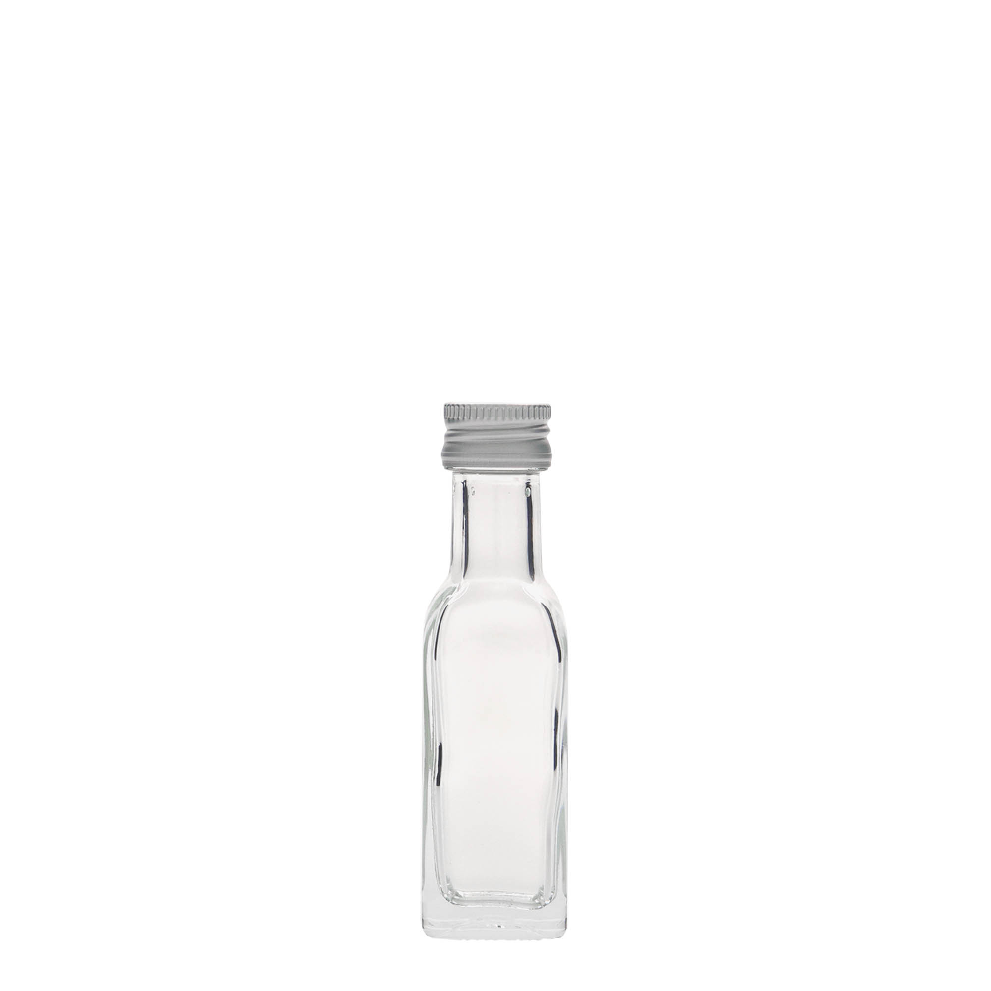 20 ml glass bottle ‘Marasca’, square, opening: PP 18 20 ml glass bottle ‘Marasca’, square, opening: PP 18