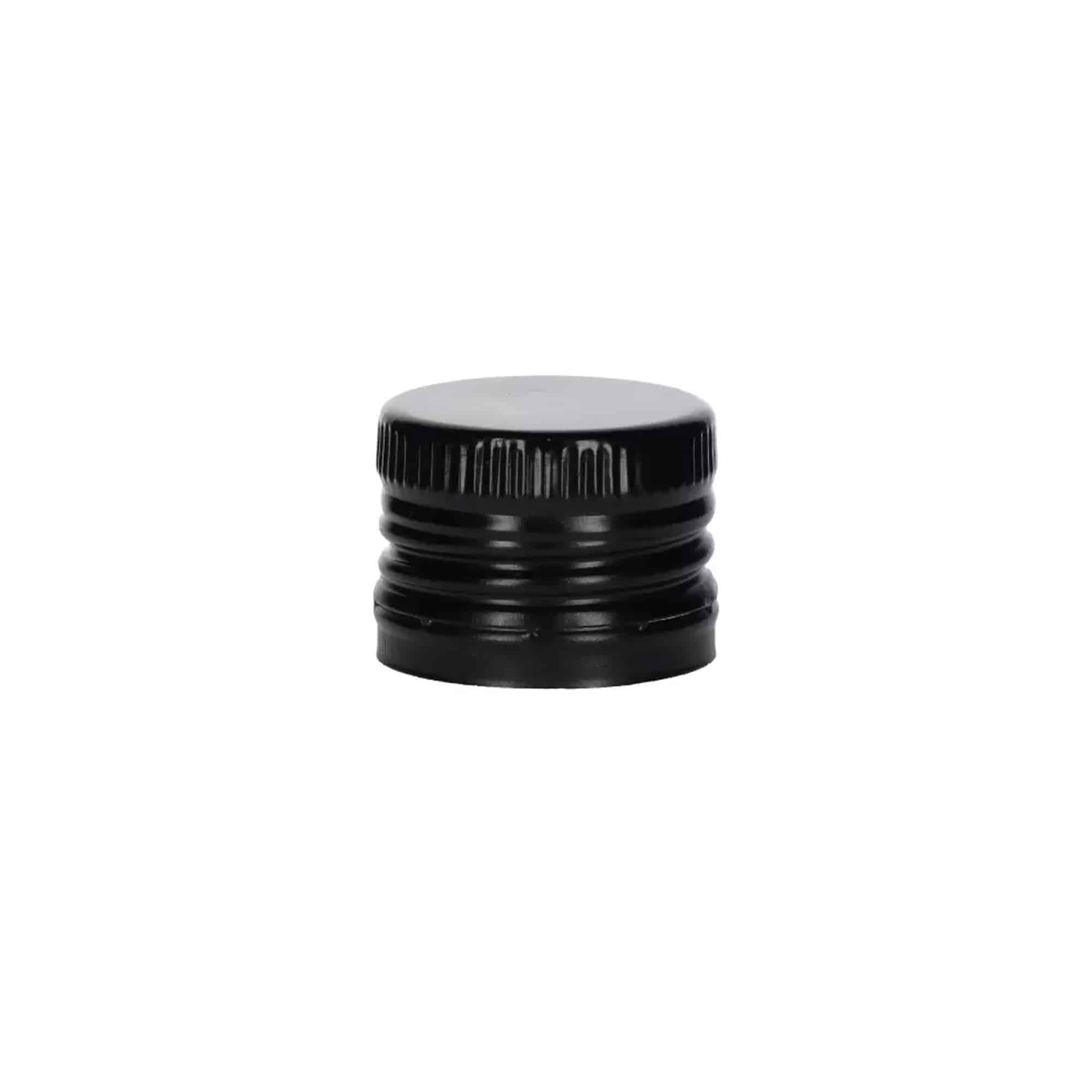 Screw cap with pouring insert, metal-plastic, black, for opening: PP 31.5