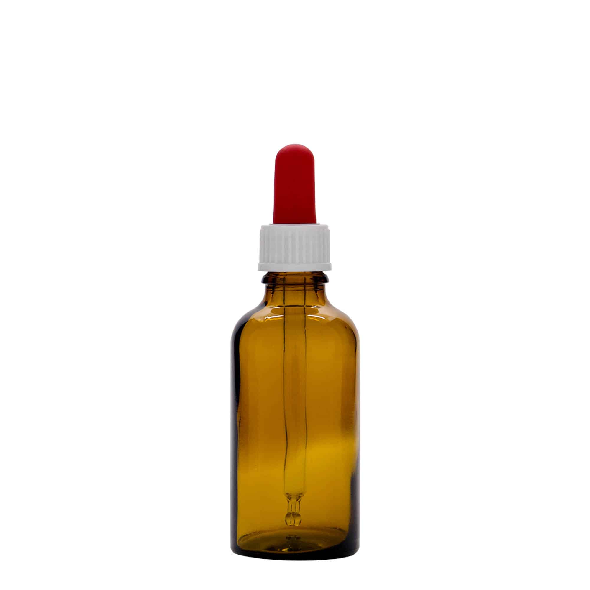 50 ml medicine pipette bottle, glass, brown/red, closure: DIN 18