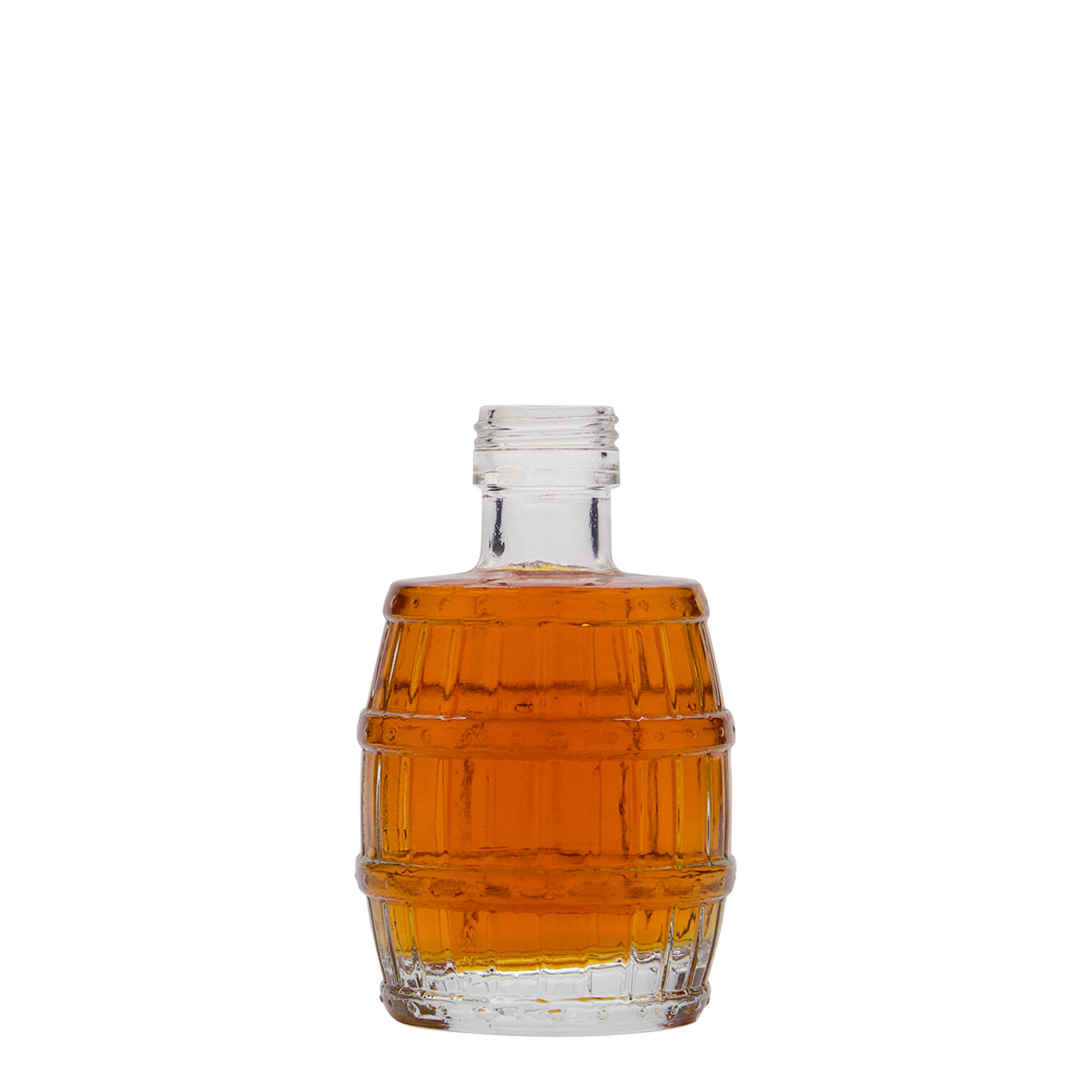 100 ml glass bottle 'barrel', opening: PP 24 100 ml glass bottle 'barrel', opening: PP 24