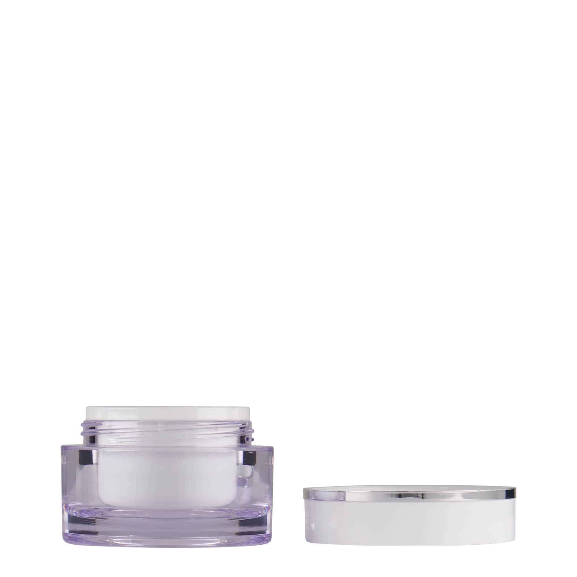 10 ml cosmetic jar, SAN plastic, white, closure: screw cap