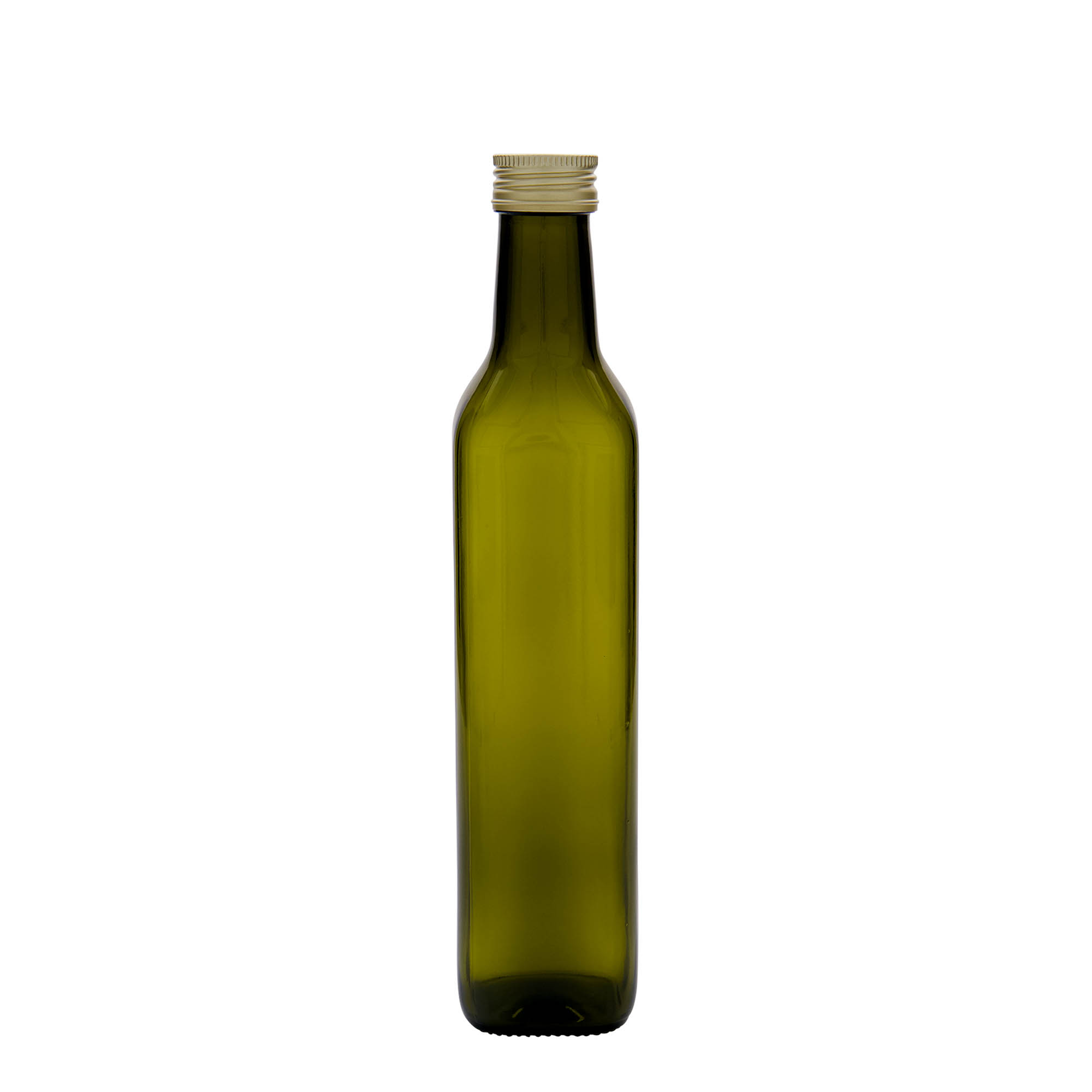 500 ml glass bottle ‘Marasca’, square, antique green, opening: PP 31.5