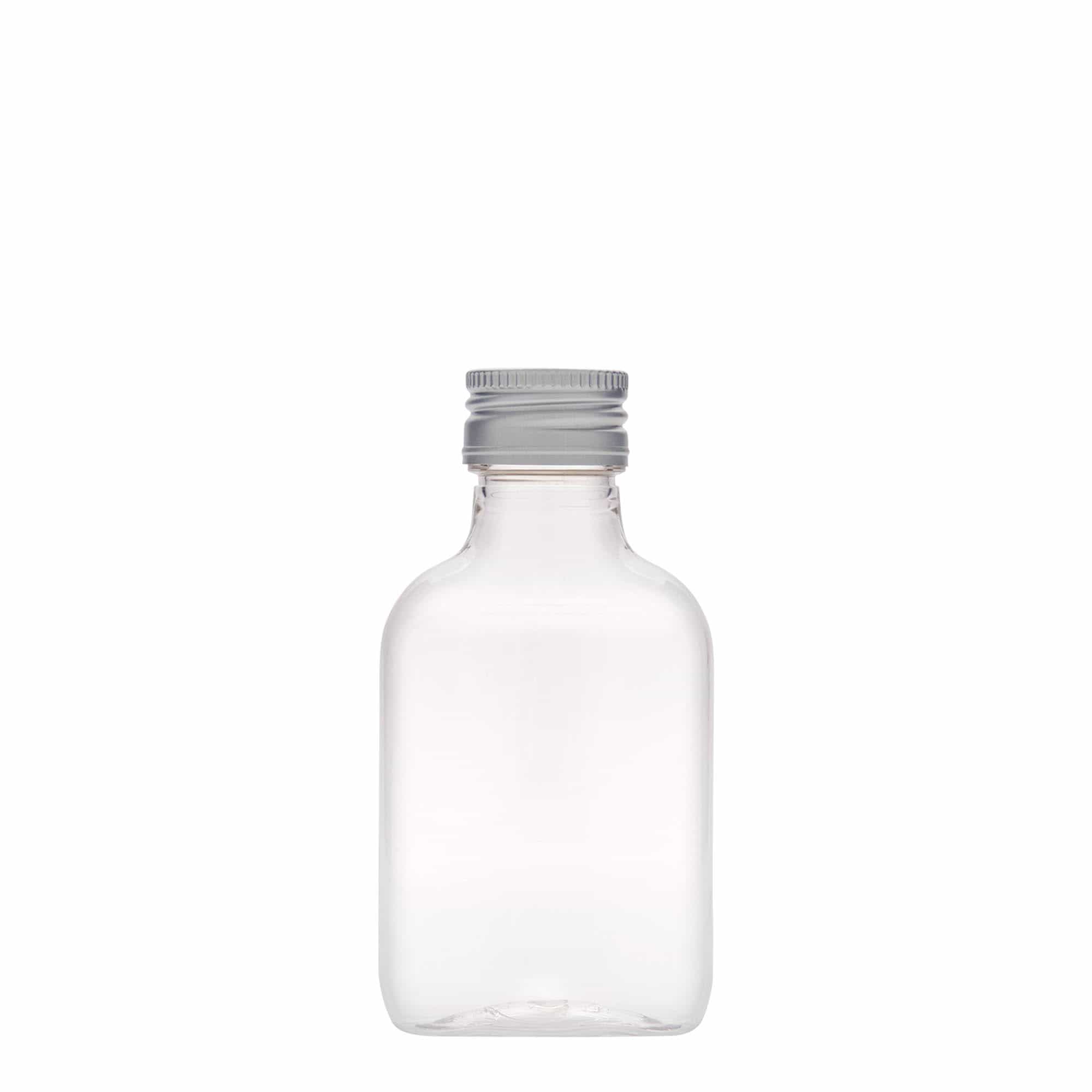 100 ml pocket bottle, oval, PET plastic, opening: PP 28