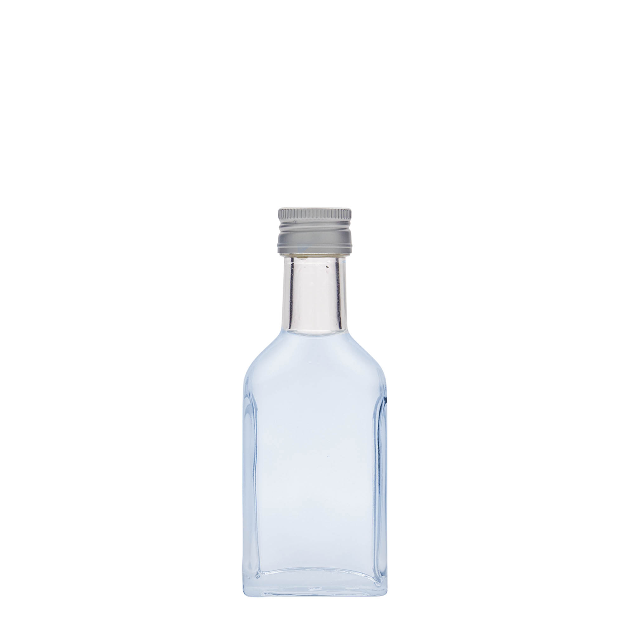 40 ml pocket bottle long neck, rectangular, glass, opening: PP 22 40 ml pocket bottle long neck, rectangular, glass, opening: PP 22