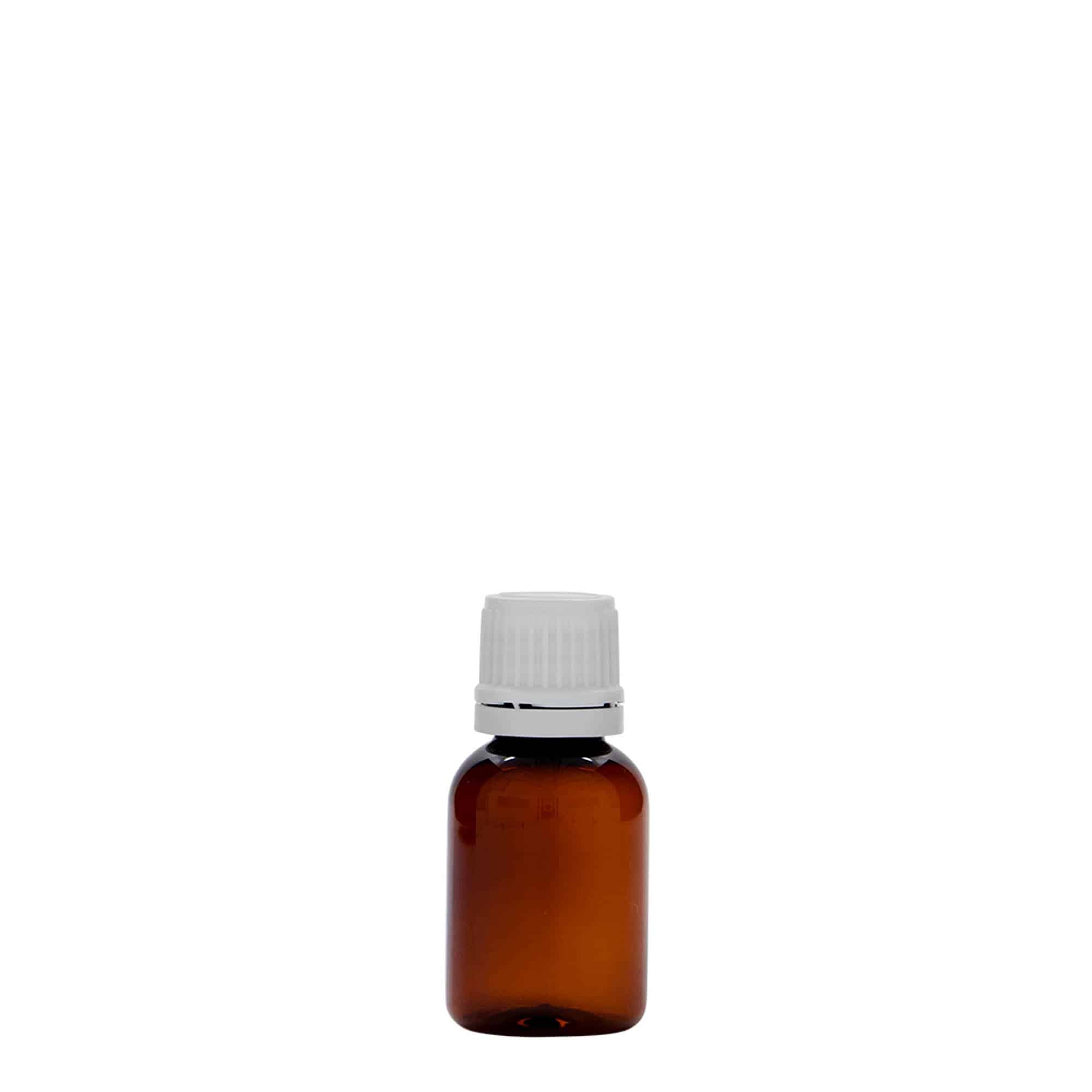 20 ml PET medical bottle 'Easy Living', brown, plastic, opening: DIN 18