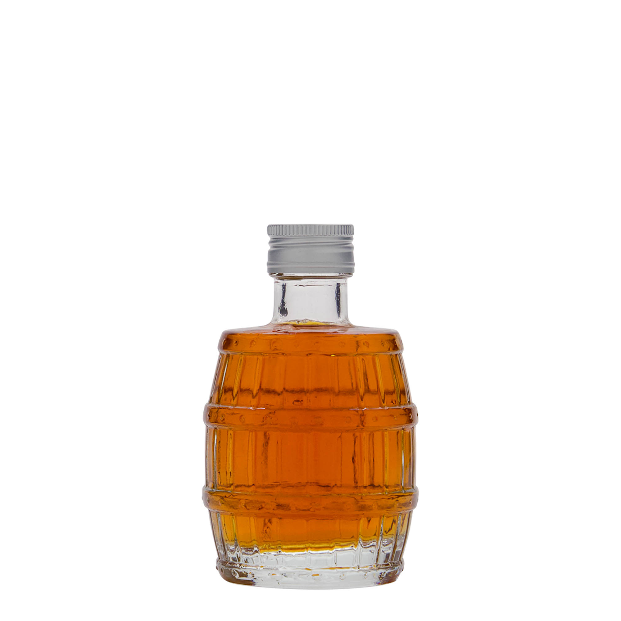 100 ml glass bottle 'barrel', opening: PP 24 100 ml glass bottle 'barrel', opening: PP 24