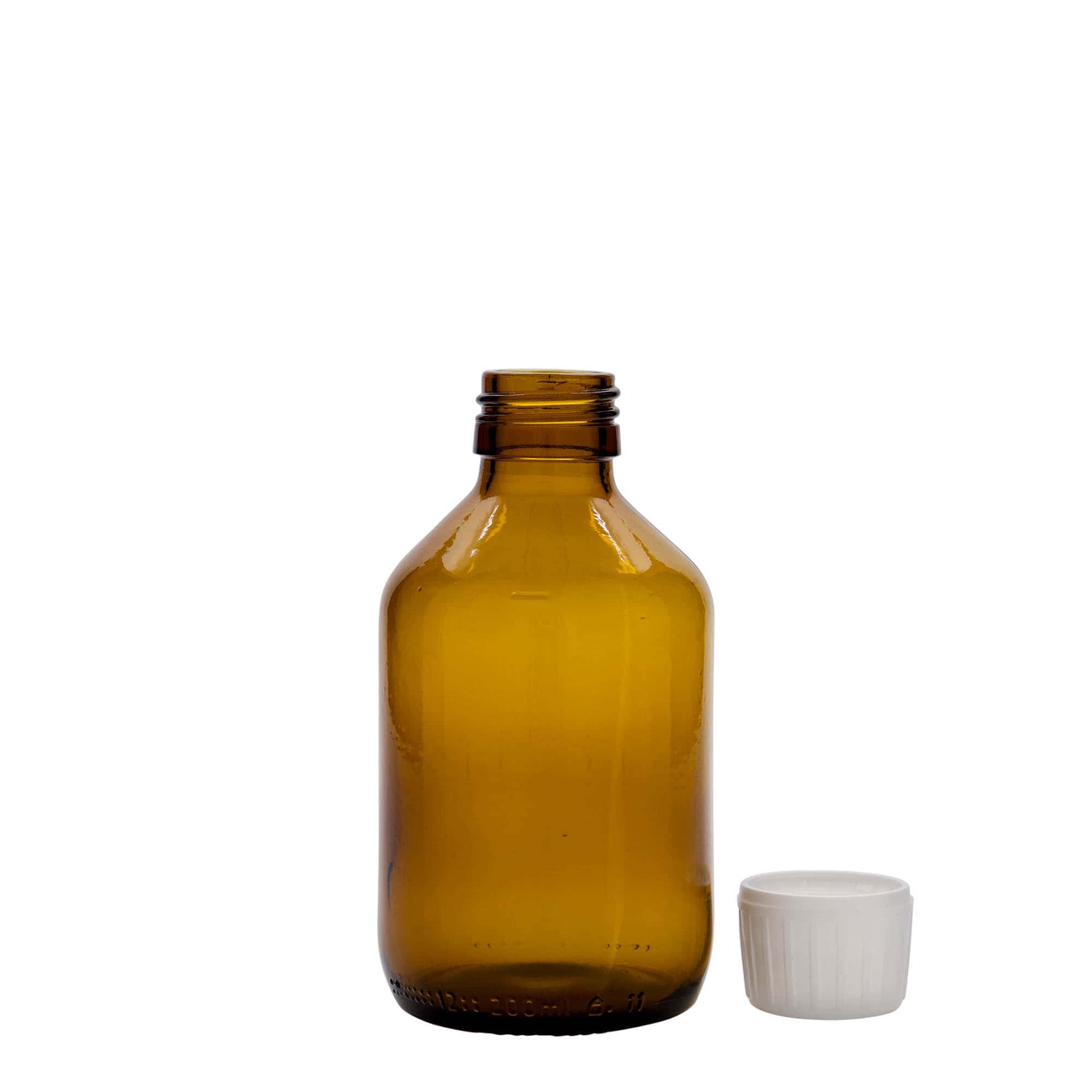 200 ml medicine bottle, brown, glass, opening: PP 28