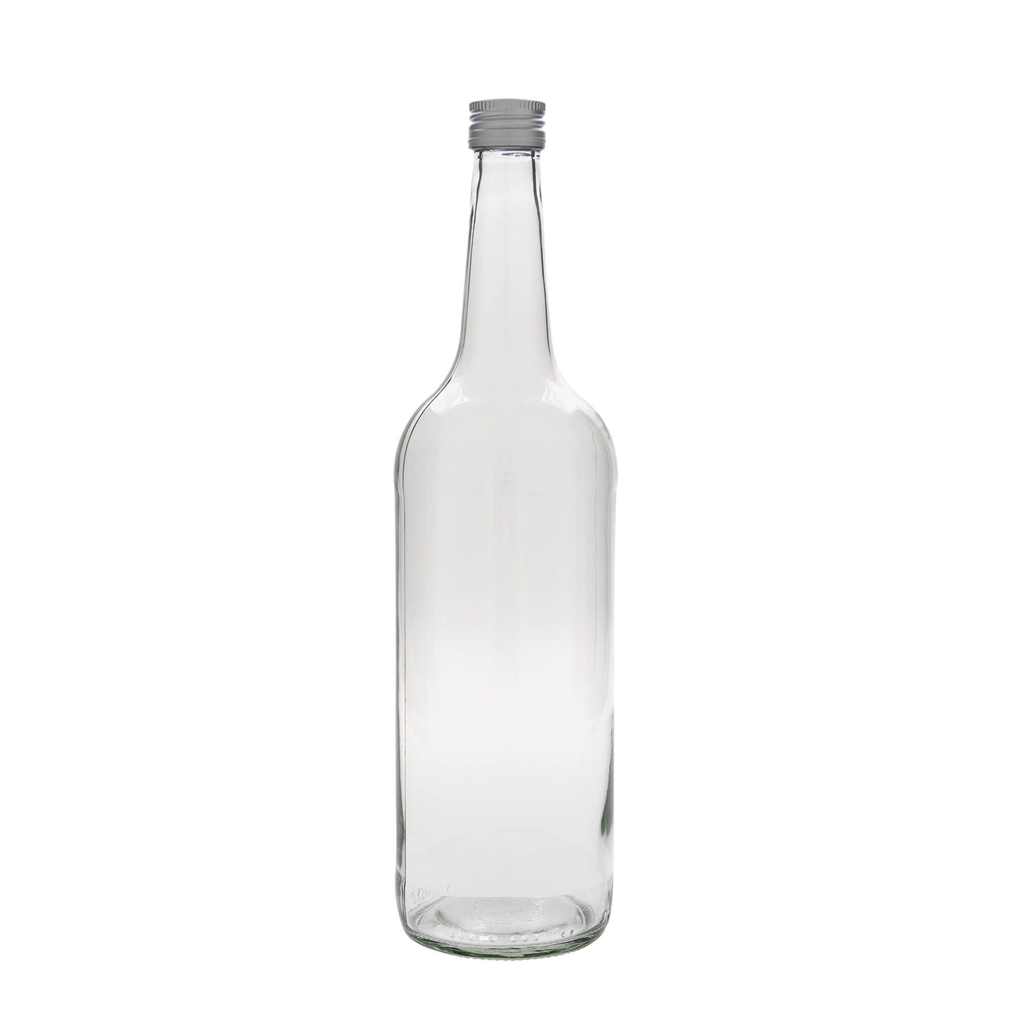 1,000 ml glass bottle with straight neck, opening: PP 28 1,000 ml glass bottle with straight neck, opening: PP 28
