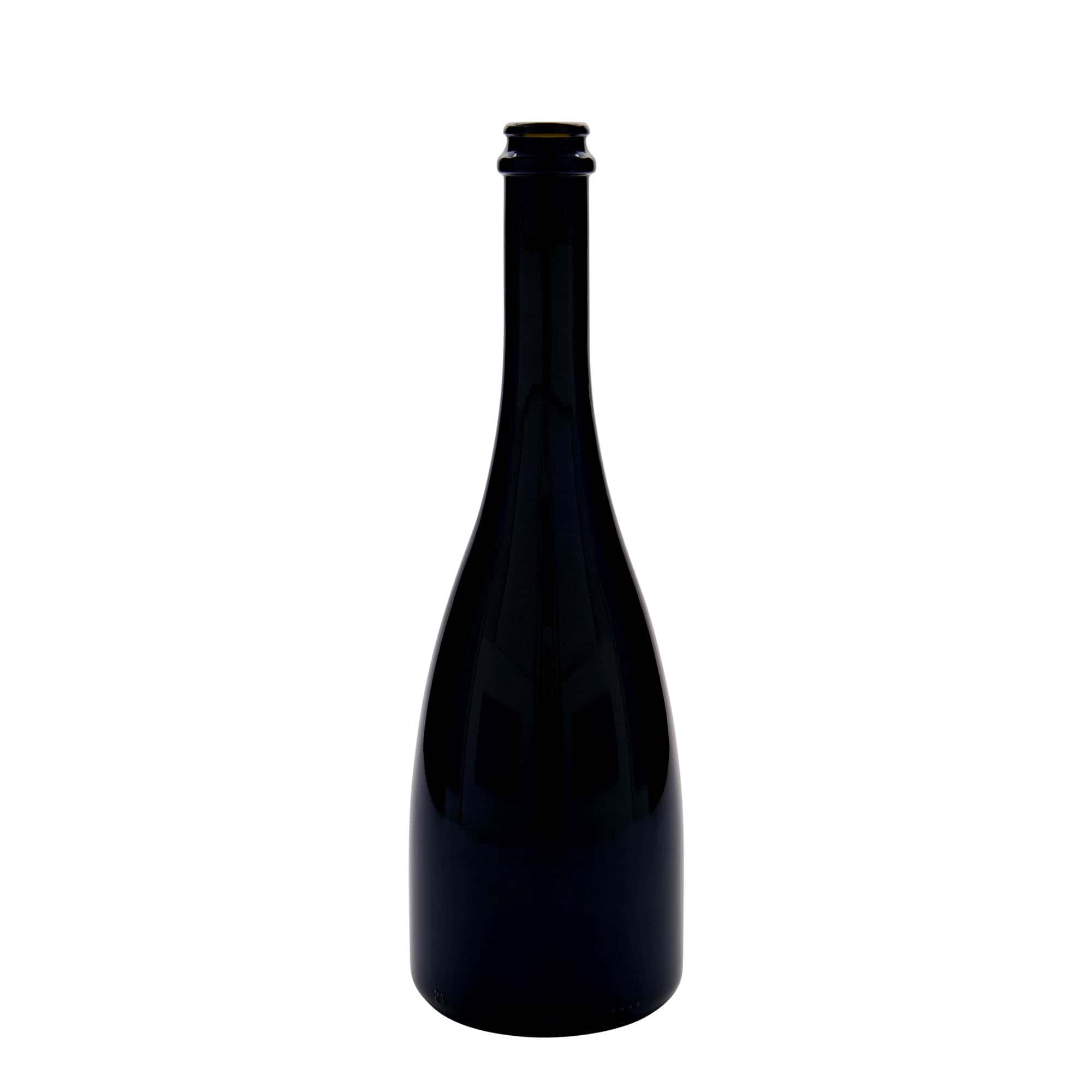 750 ml beer/champagne bottle ‘Tosca’, glass, antique green, mouth: crown cap