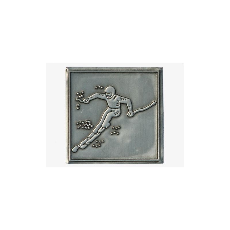 Tin label 'Departure', square, metal, silver