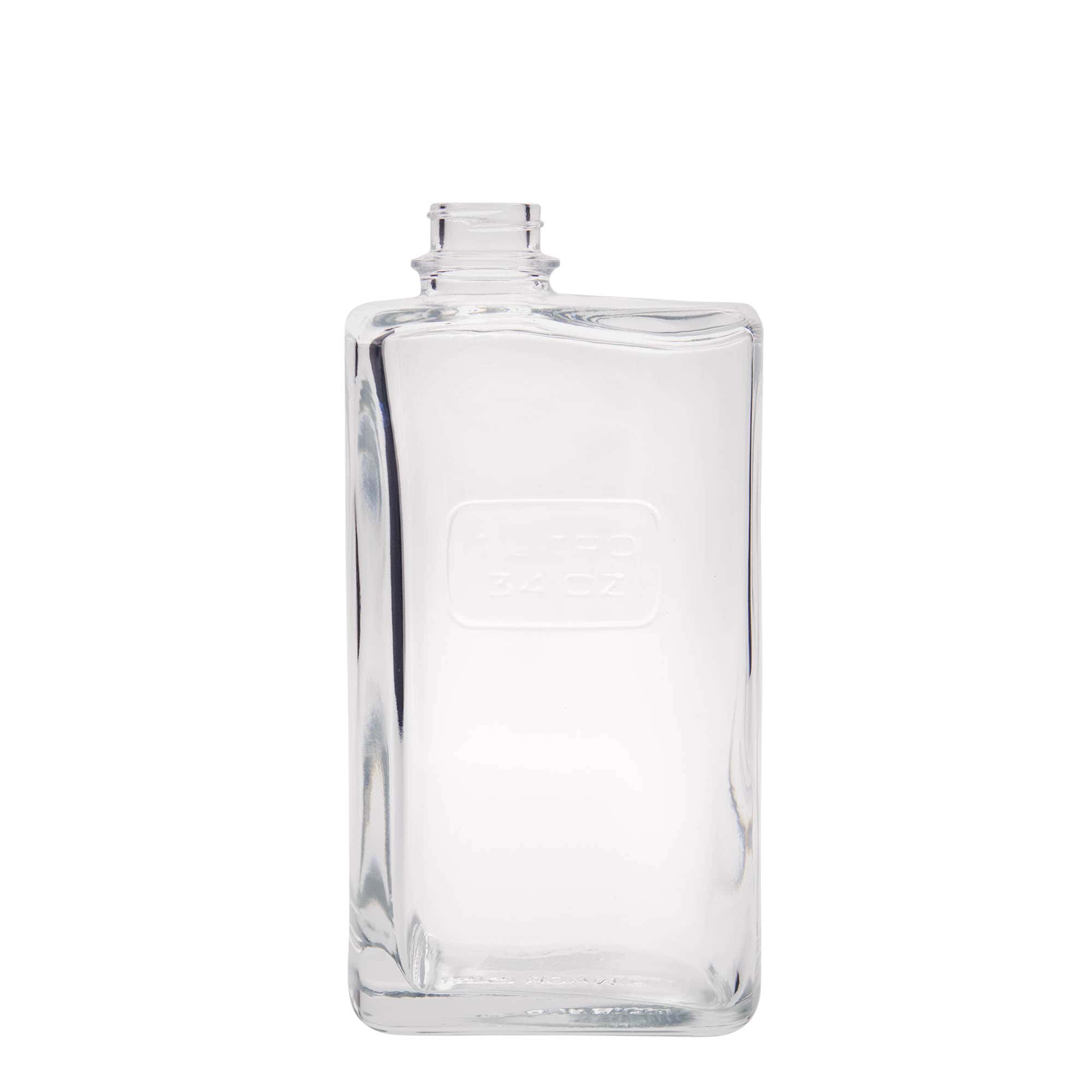 1,000 ml glass bottle 'Optima Lattina', rectangular, closure: screw cap
