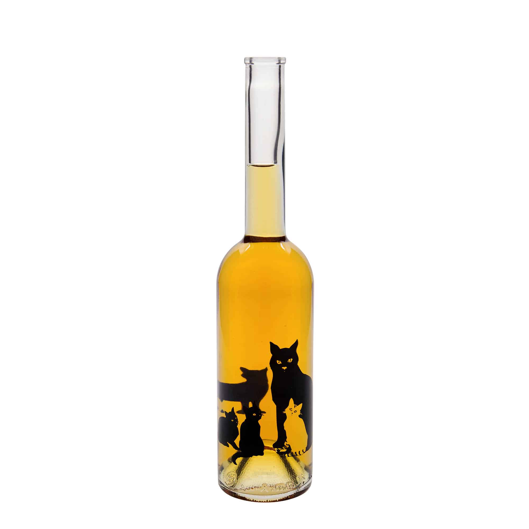 500 ml glass bottle 'Opera', print: cats, closure: cork