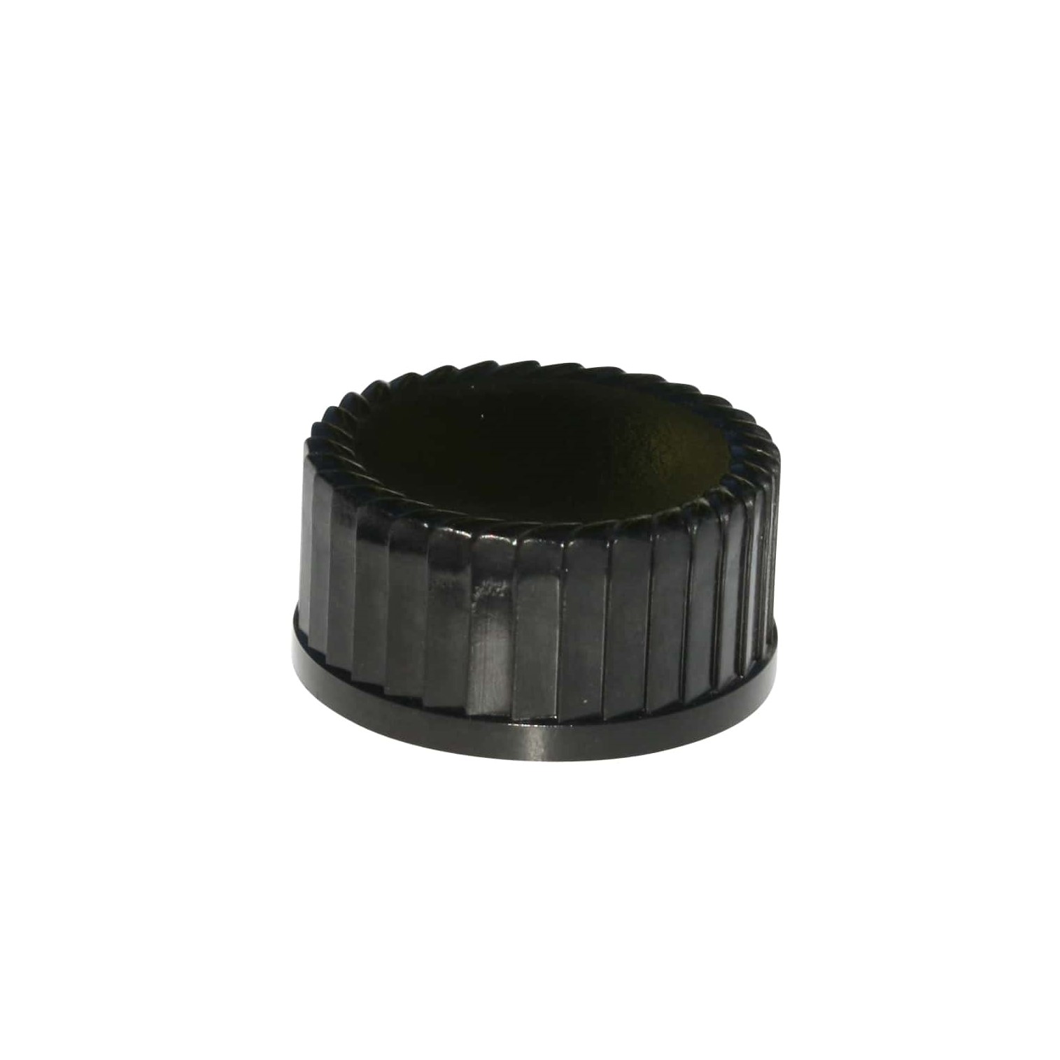 Screw cap, HPM plastic, black, for opening: DIN 25